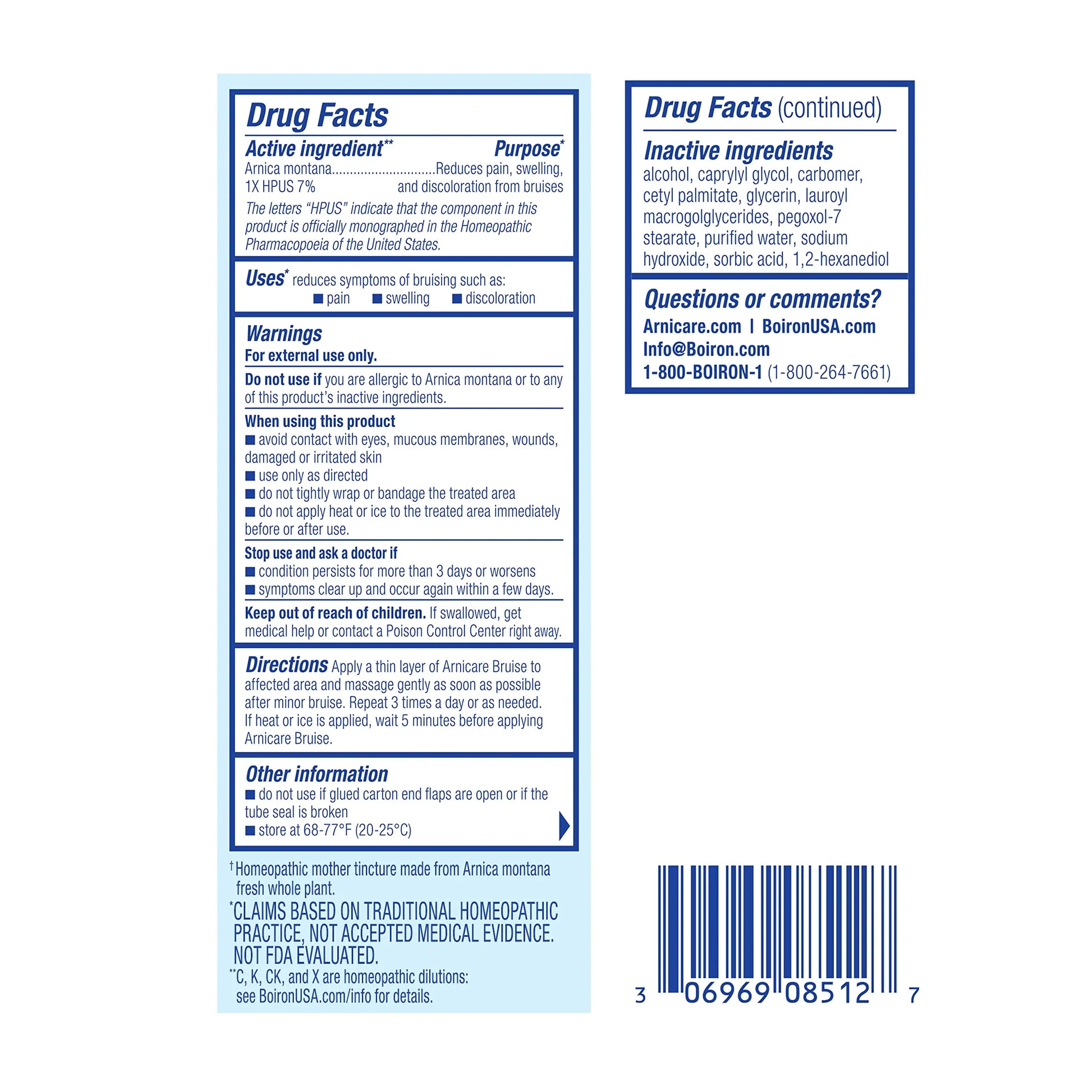 Boiron Arnicare Bruise Cream for Pain Relief from Bruising and Swelling or Discoloration from Injury - 1.4 oz BoironAu supplements