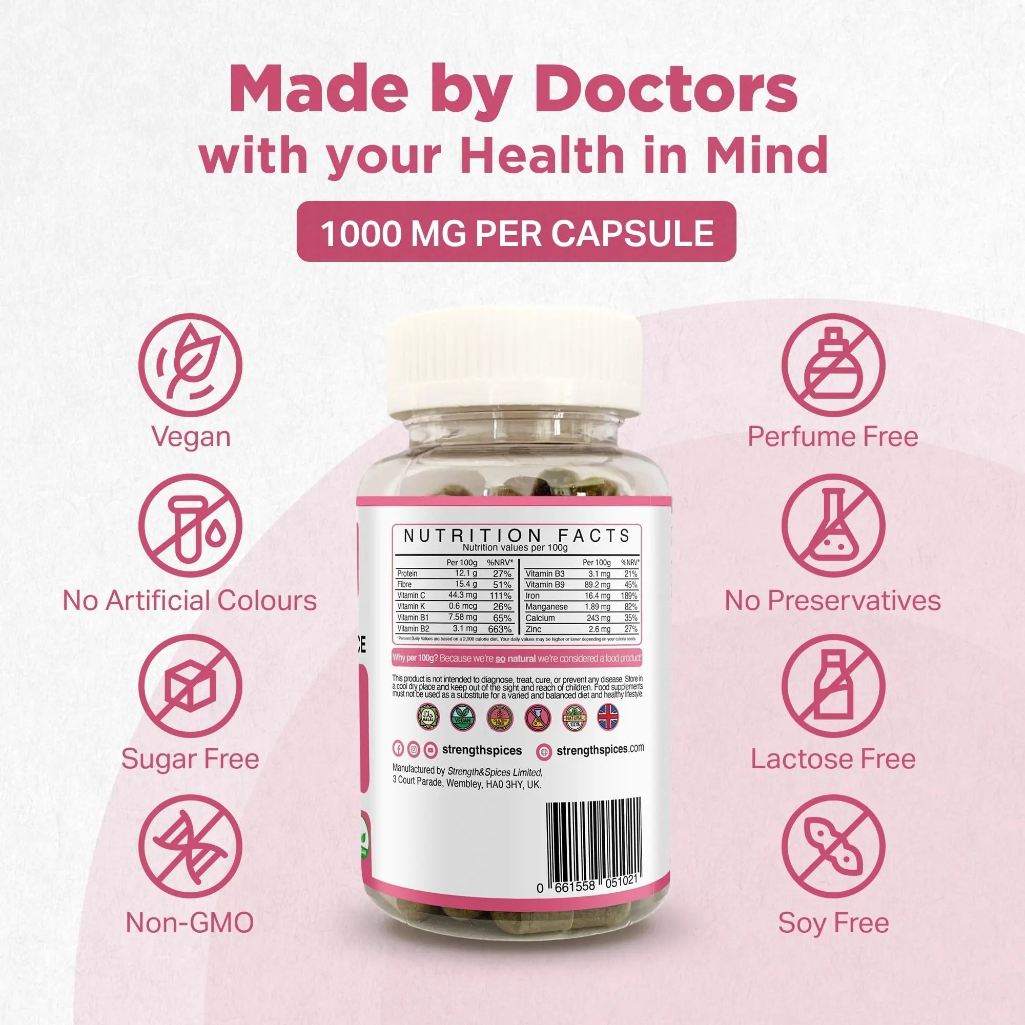 Strength & Spices Hormone Balance 100% Natural Estrogen Supplement – 12 Ingredients w Dong Quai - 60 Vegan UK Made 1000mg Capsules – Fertility and Menstrual Comfort STRENGTH & SPICES100% Natural Vegan Food SupplementsAu supplements