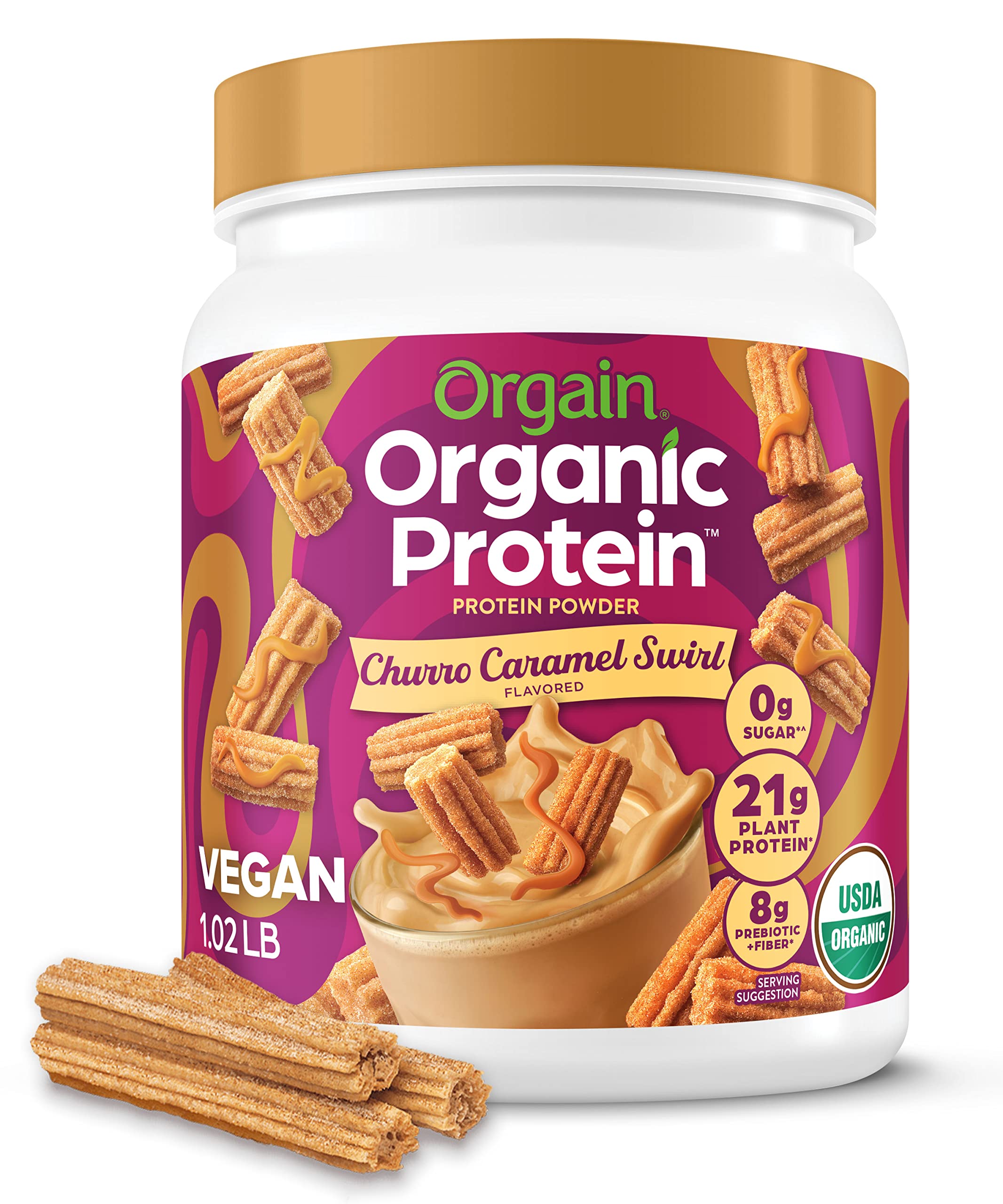 Orgain Organic Vegan Protein Powder, Churro Caramel Swirl - 21g Plant Based Protein OrgainUS supplements