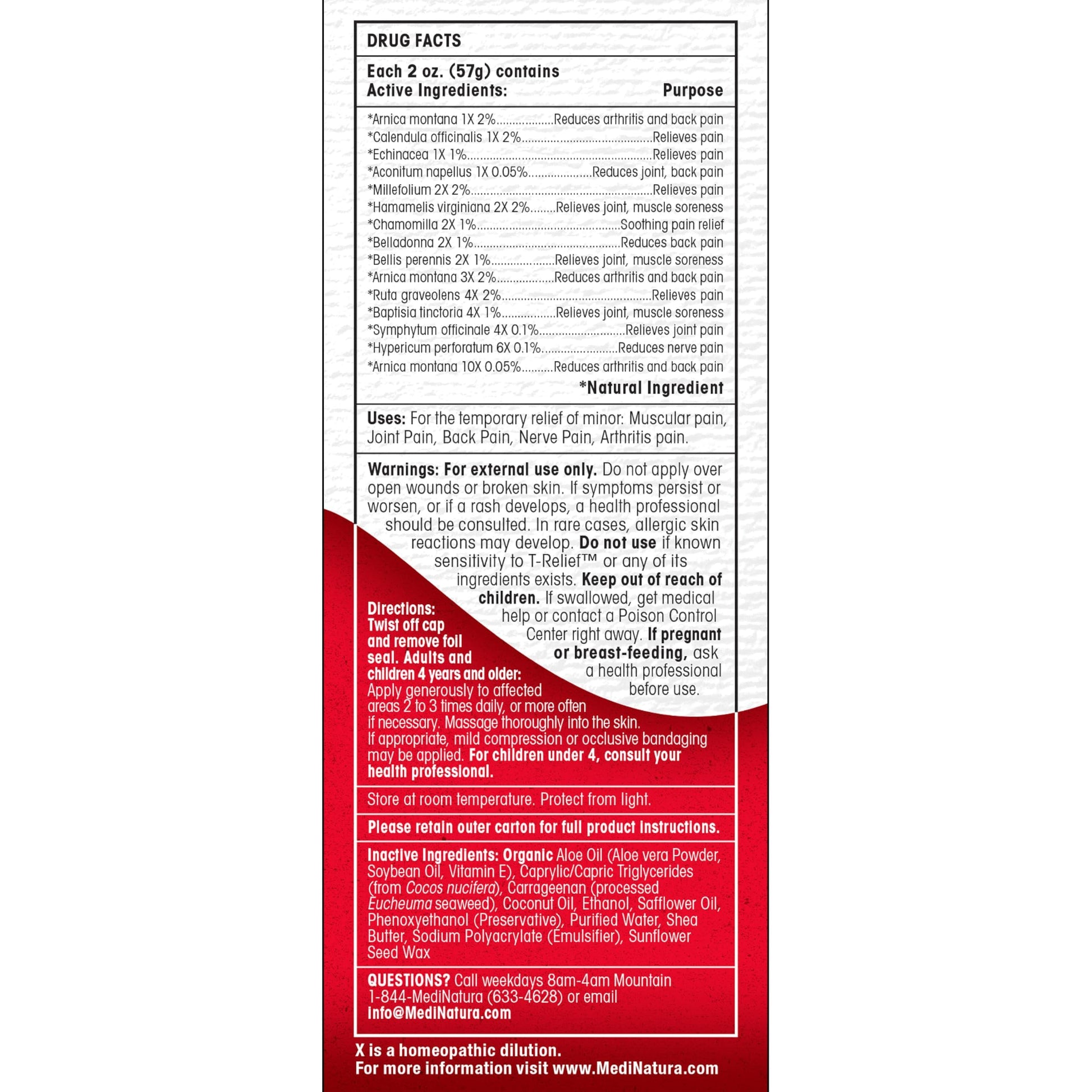 MediNatura T-Relief Extra Strength Discomfort Relief-Naturally-Soothing Cream That Supports Sore Joints-Stiffness & Body Ache Aid-Homeopathic Herbal Rub-Fast-Absorbing & Non-Sticky Lotion - 2 oz MediNaturaAu supplements