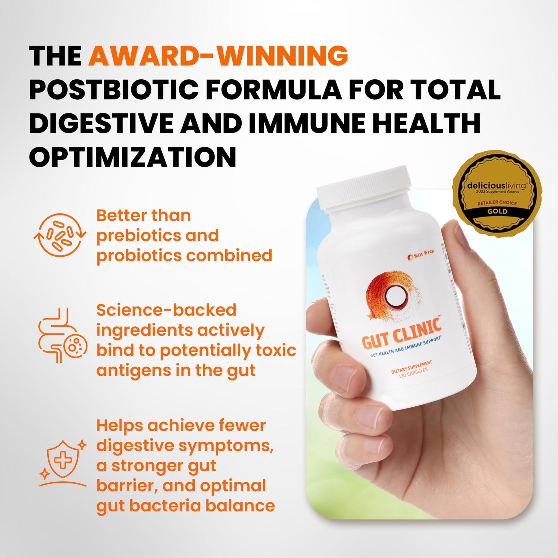 SaltWrap Gut Clinic Postbiotics - Gut Health, Complete Gut Repair, Barrier & Immune Support - Helps Bloating, Gas & Indigestion - 90 Capsules SaltWrapAu supplements