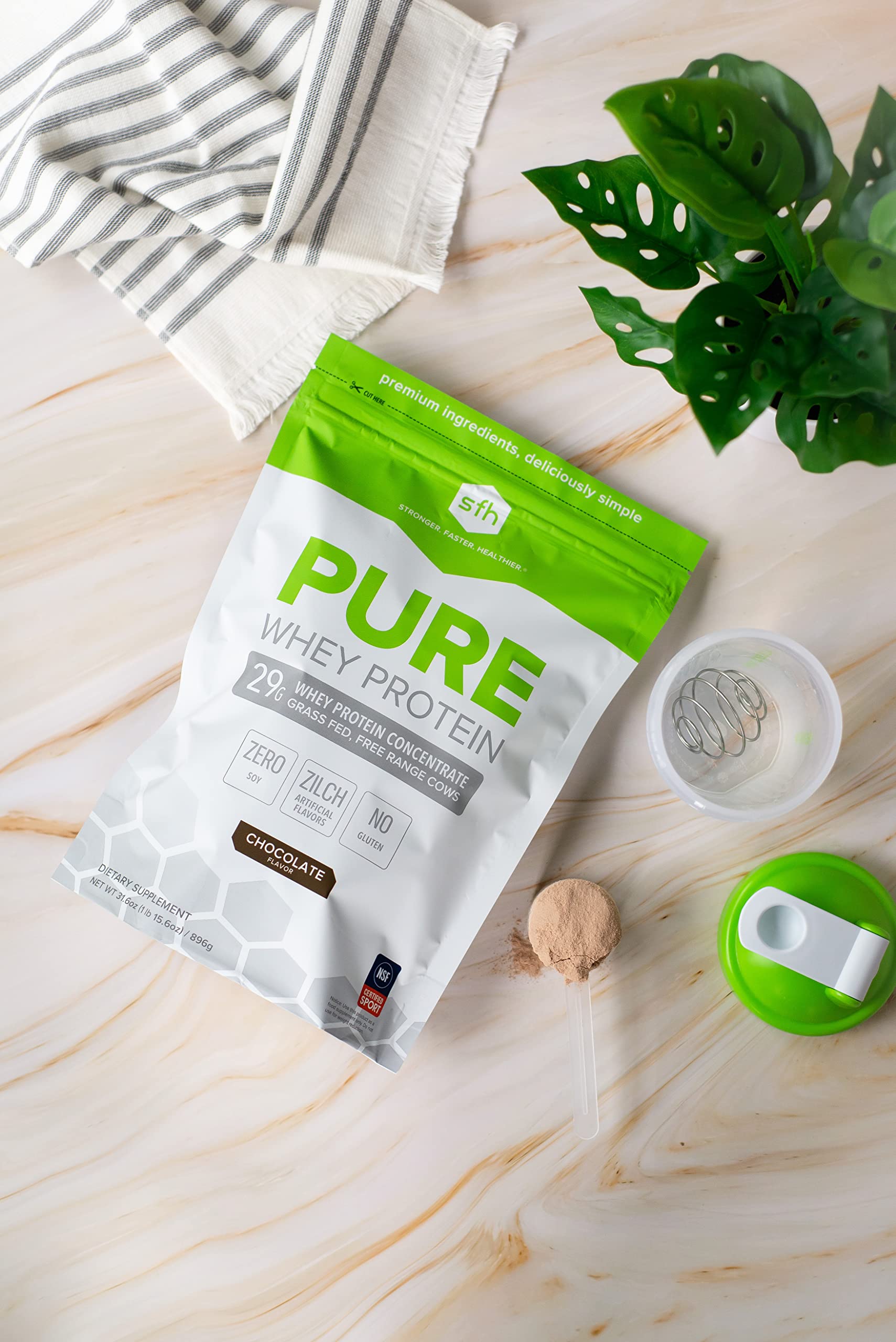 SFH Pure Whey Protein Powder (Chocolate) Best Tasting 100% Grass Fed Whey SFHUS supplements