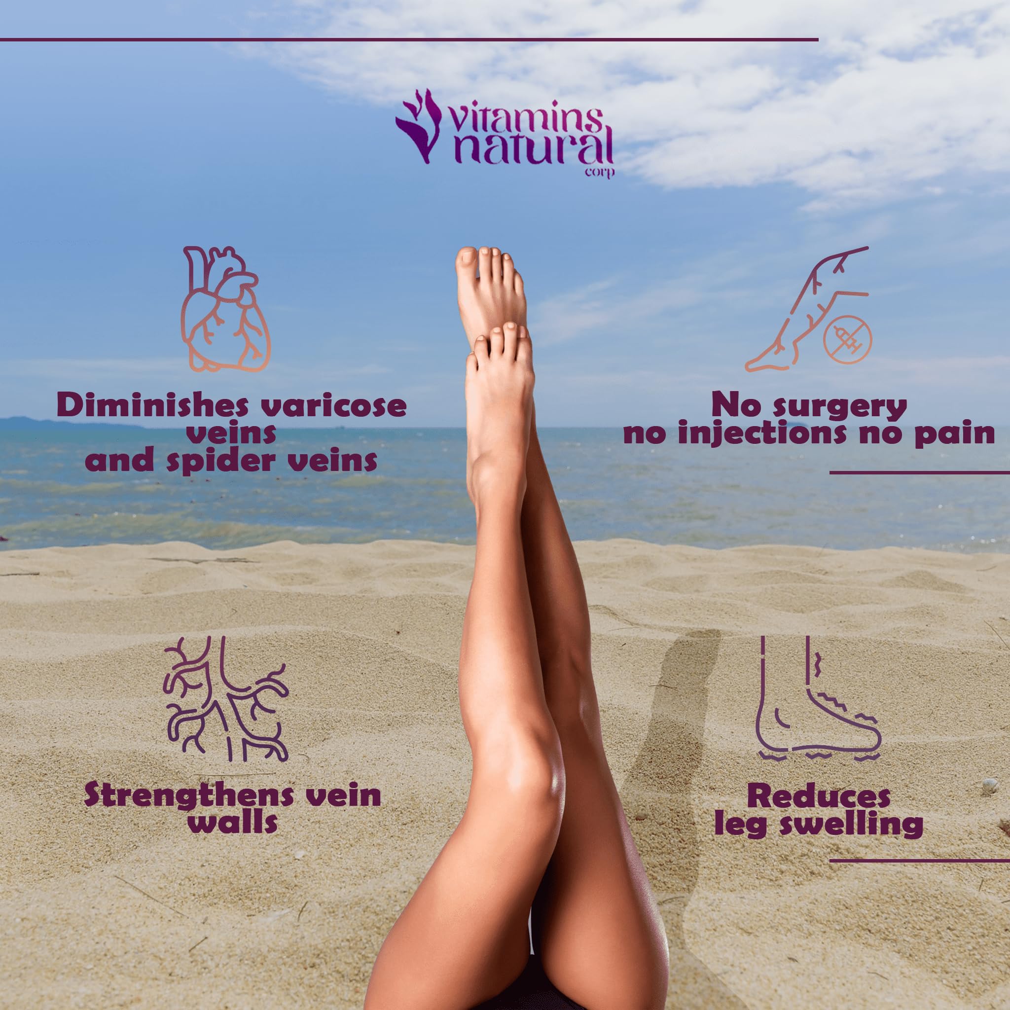 VITAMINS NATURAL CORP. CircuVeins Varicose Veins Support for Legs Capsules – Organic Vein Health Supplement with Horse Chestnut Grape Extract and Cayenne Pepper – 60 Capsules VITAMINS NATURAL CORPAu supplements