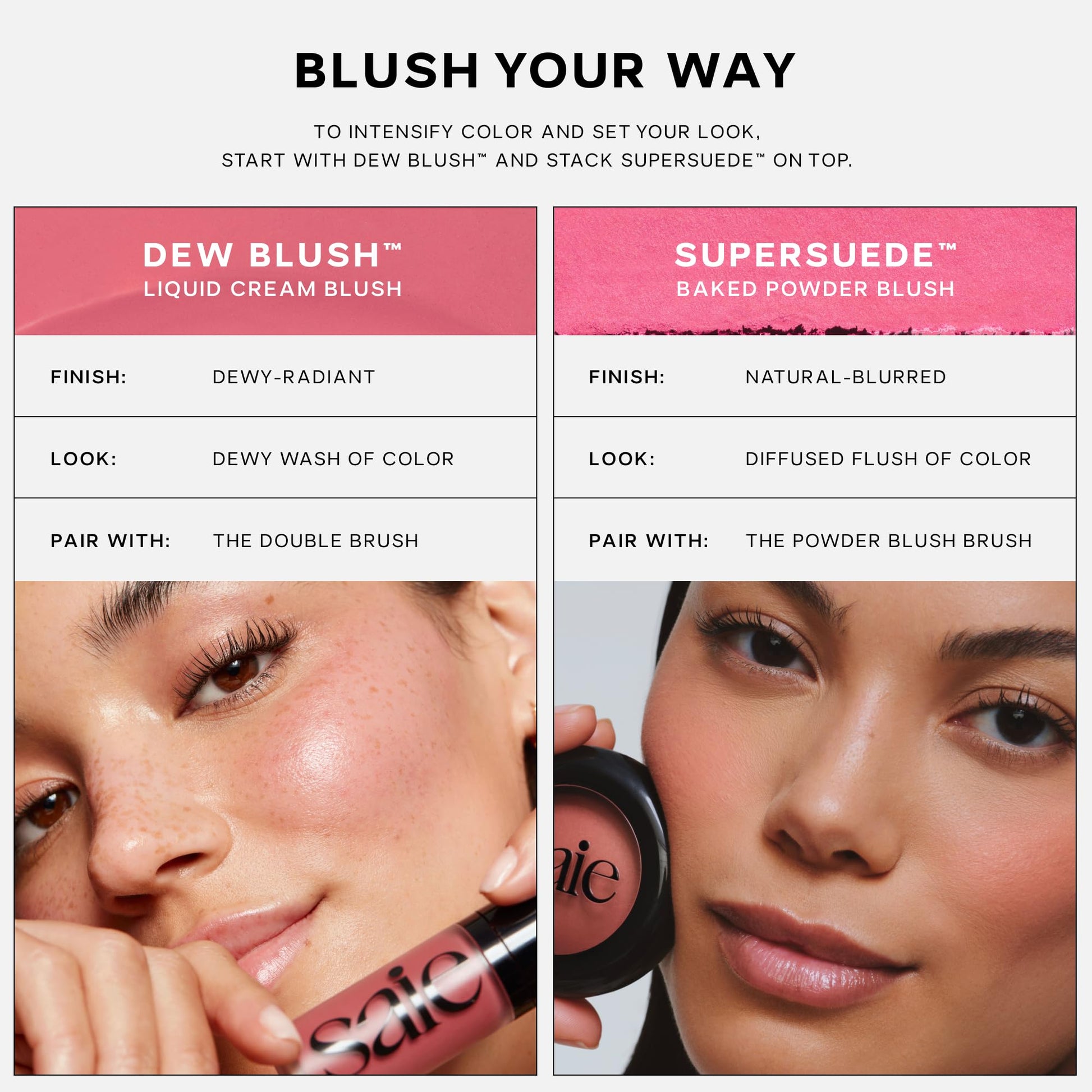 Saie Blush & Brush Duo - SuperSuede Baked Blush in Amore (.01 oz) & Powder Blush Brush - Talc-Free, Moisturizing Blush with Vegan, Fluffy Brush for Seamless Application SaieAu supplements