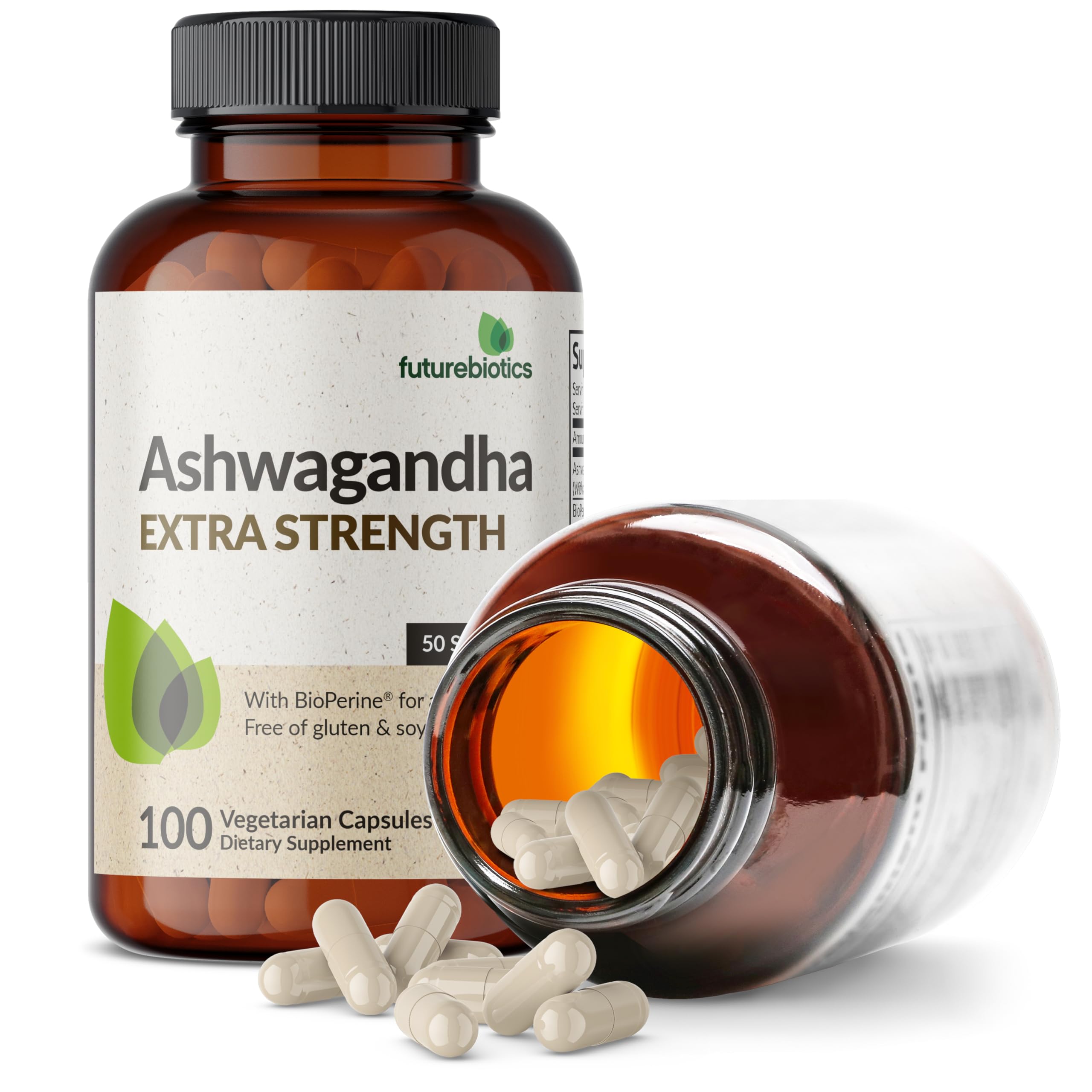 Futurebiotics Ashwagandha Extra Strength Stress & Mood Support with BioPerine - Non GMO Formula, 100 Vegetarian Capsules FuturebioticsAu supplements