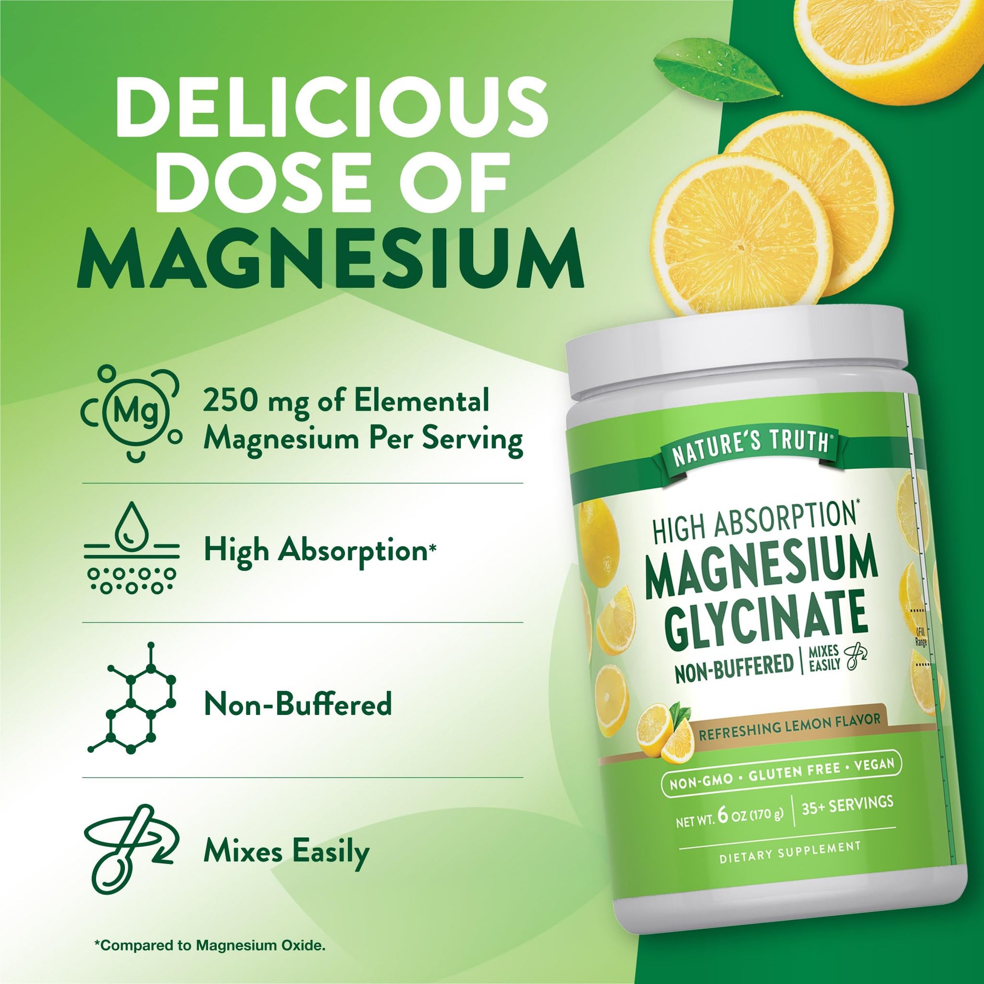 Nature's Truth Magnesium Glycinate Powder | 6 oz | Lemon Flavor | High Absorption | Vegan, Non-GMO, Gluten Free Supplement Nature's TruthAu supplements