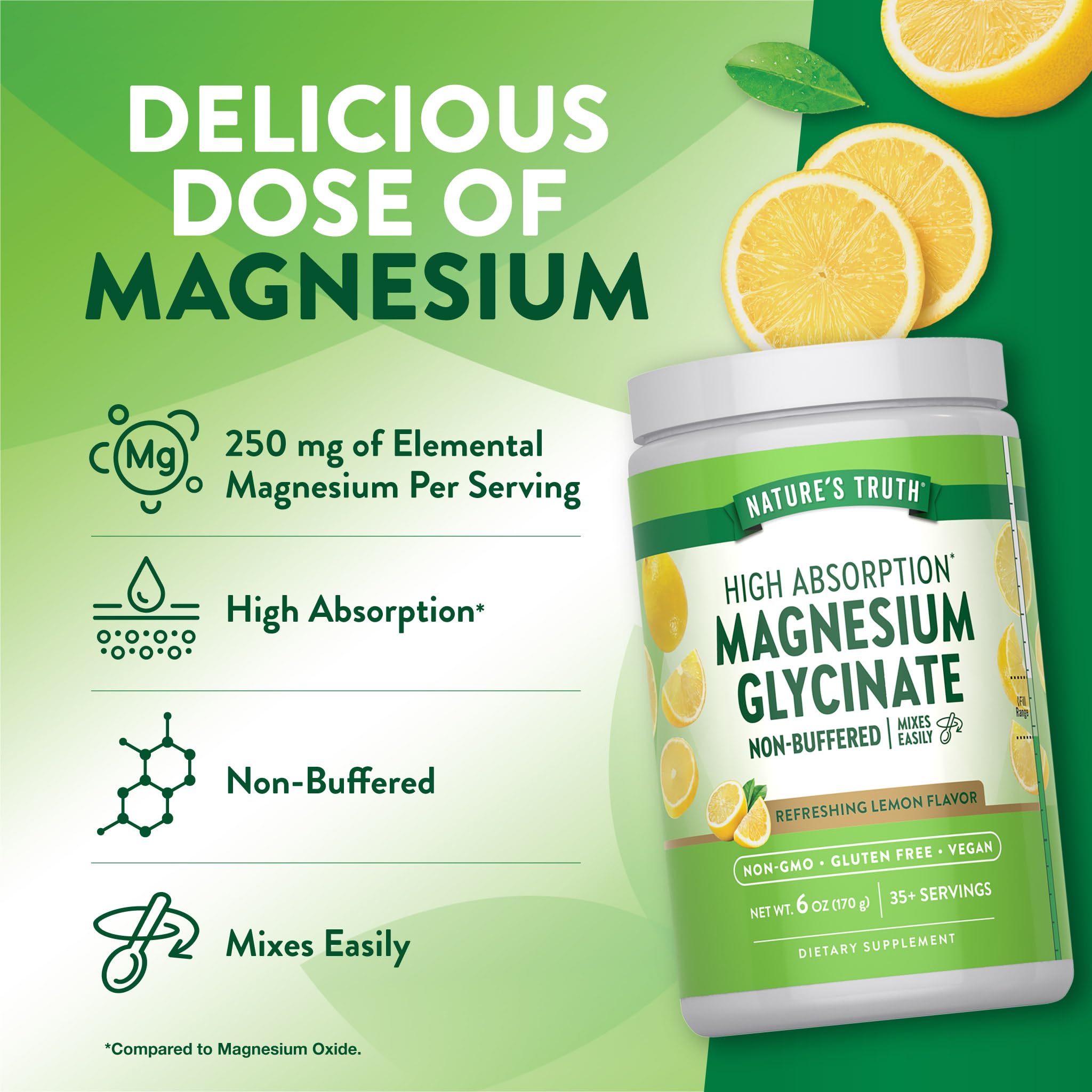 Nature's Truth Magnesium Glycinate Powder | 6 oz | Lemon Flavor | High Absorption | Vegan, Non-GMO, Gluten Free Supplement Nature's TruthAu supplements