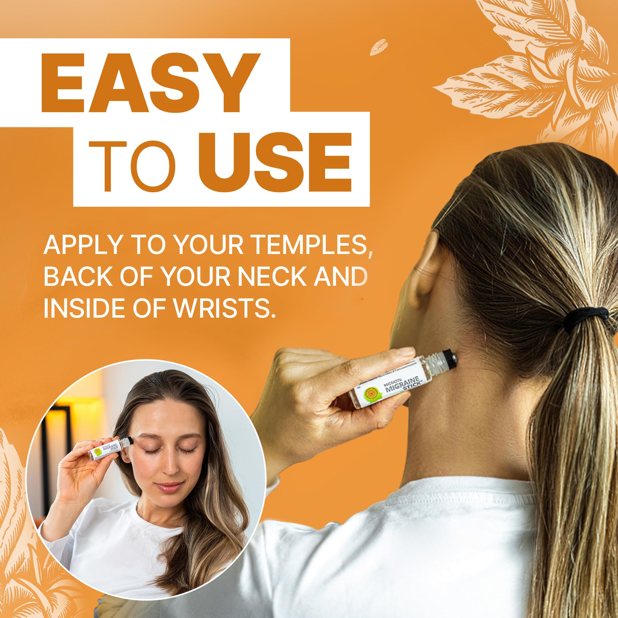 Migrastil Migraine Stick® Rollon - Fast Cooling Comfort for Your Head. Aromatherapy with Peppermint Basic VigorAu supplements