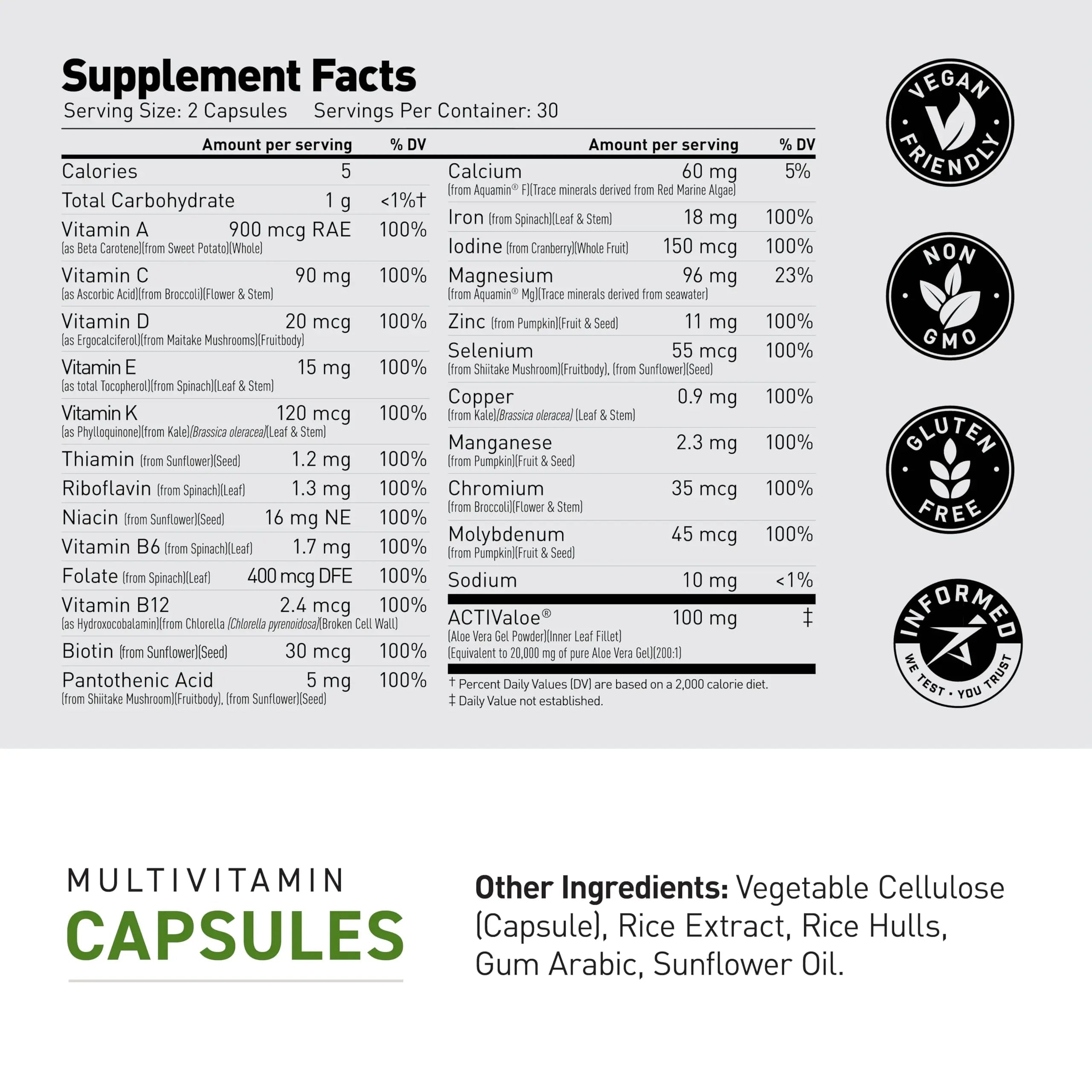 Kaged Multivitamin Capsules | Unflavored | Whole Foods Organic Fruits & Veggies | Plant Based Vegan Multivitamin KagedAu supplements