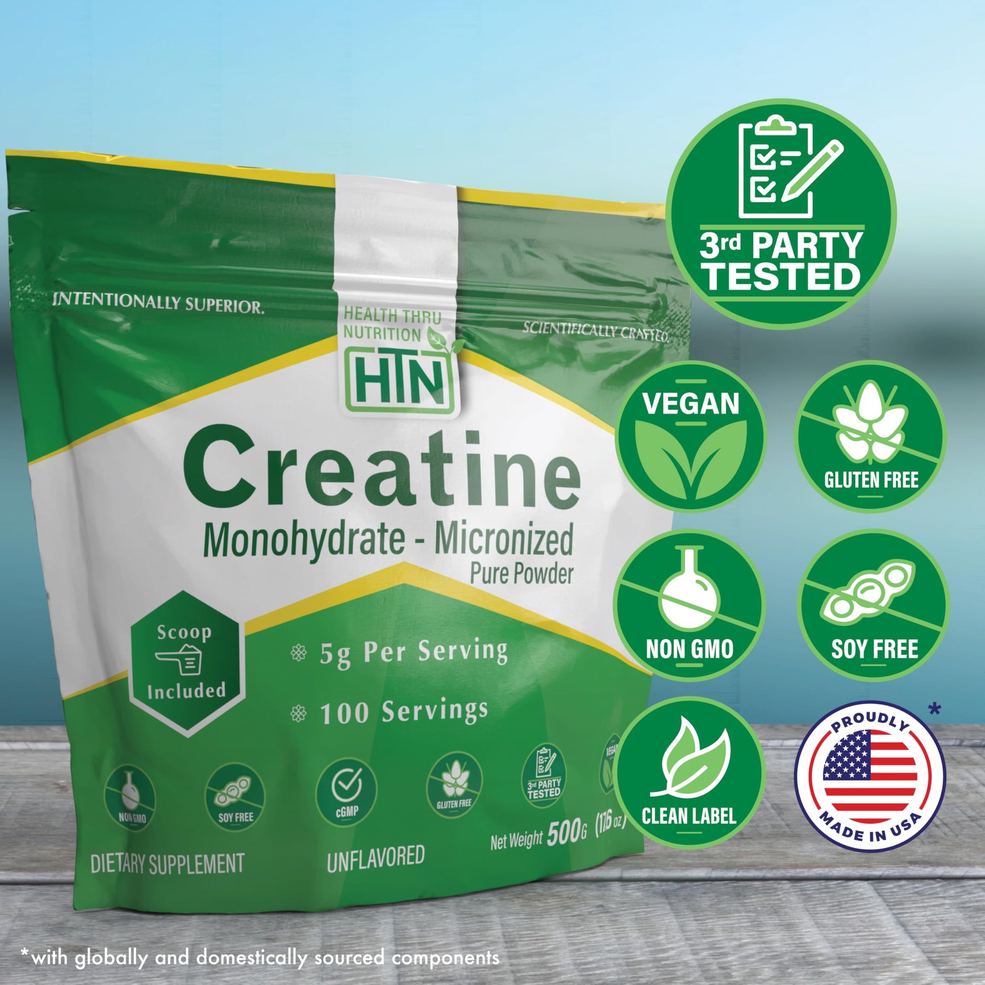 Health Thru Nutrition Creatine Monohydrate Micronized Powder – 500g Pure Unflavored – 5g Per Scoop – Workout Support, Muscle Fuel and Recovery Bulk Supplement | Non-GMO, Vegan Health Thru NutritionAu supplements