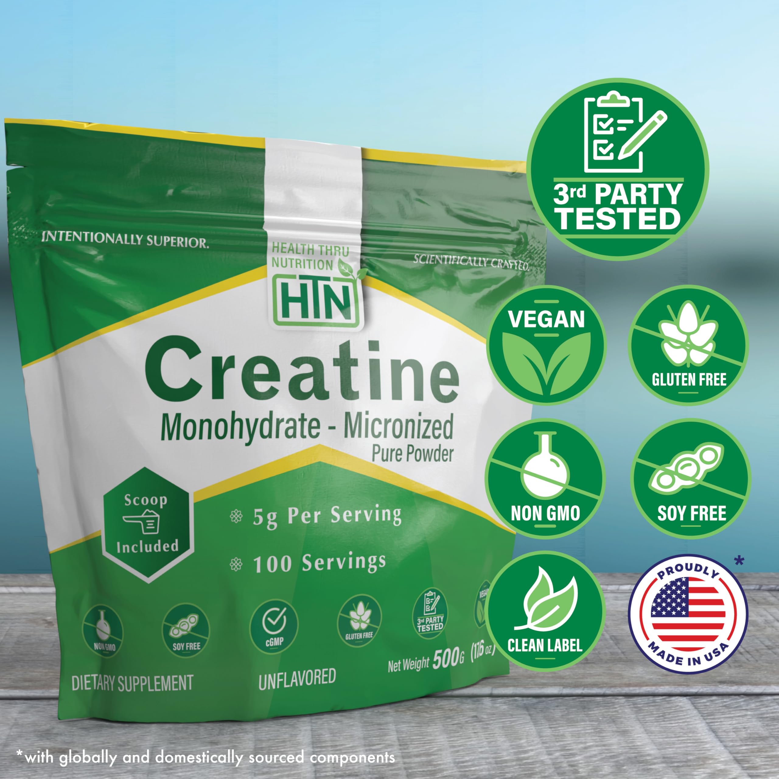 Health Thru Nutrition Creatine Monohydrate Micronized Powder – 500g Pure Unflavored – 5g Per Scoop – Workout Support, Muscle Fuel and Recovery Bulk Supplement | Non-GMO, Vegan Health Thru NutritionAu supplements