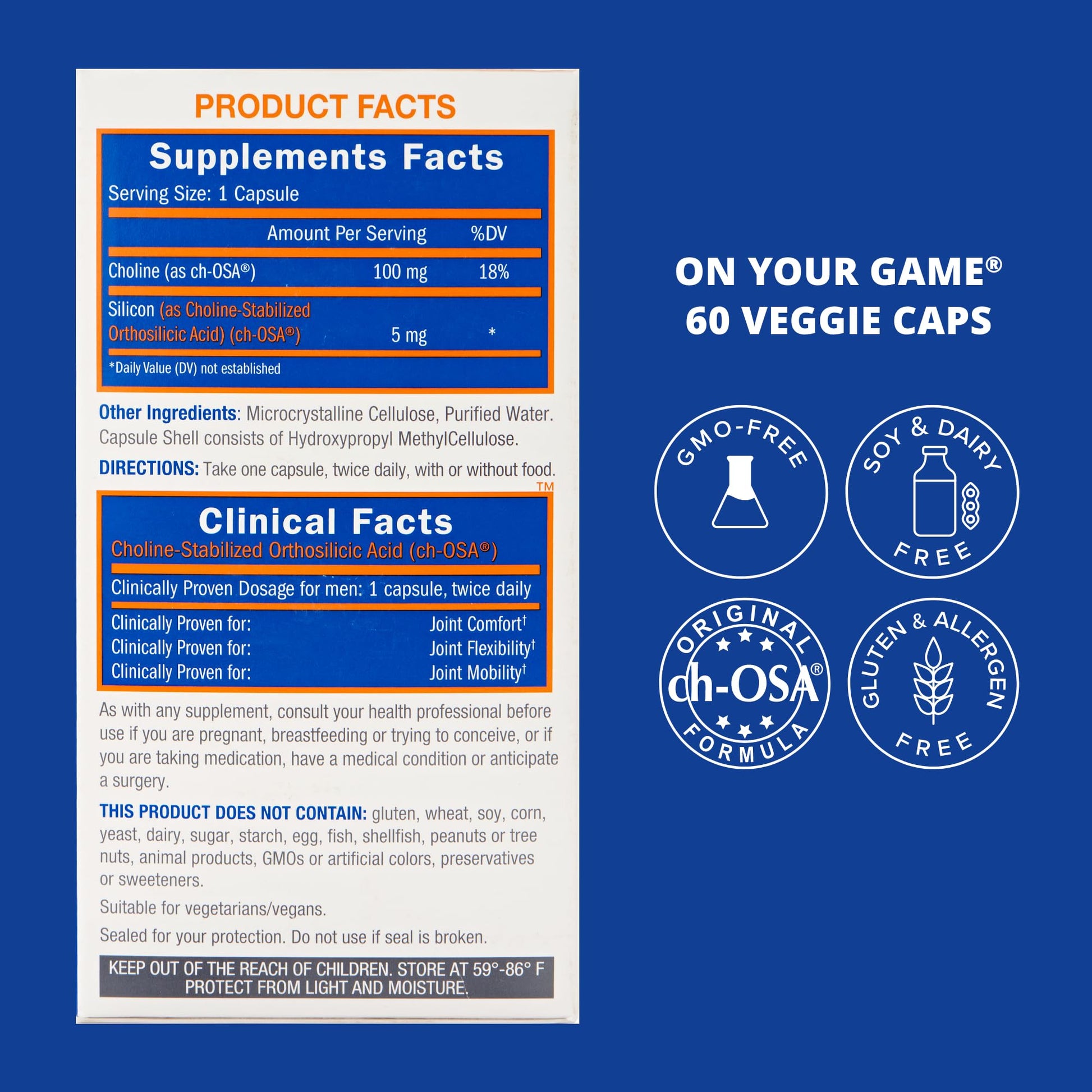 Biosil On Your Game - 60 Veggie Capsules, Pack of 2 - with Patented ch-OSA Complex - Increase Collagen Production for Joint Pain Relief, Flexibility & Range of Motion - GMO Free - 60-Day Supply BiosilAu supplements
