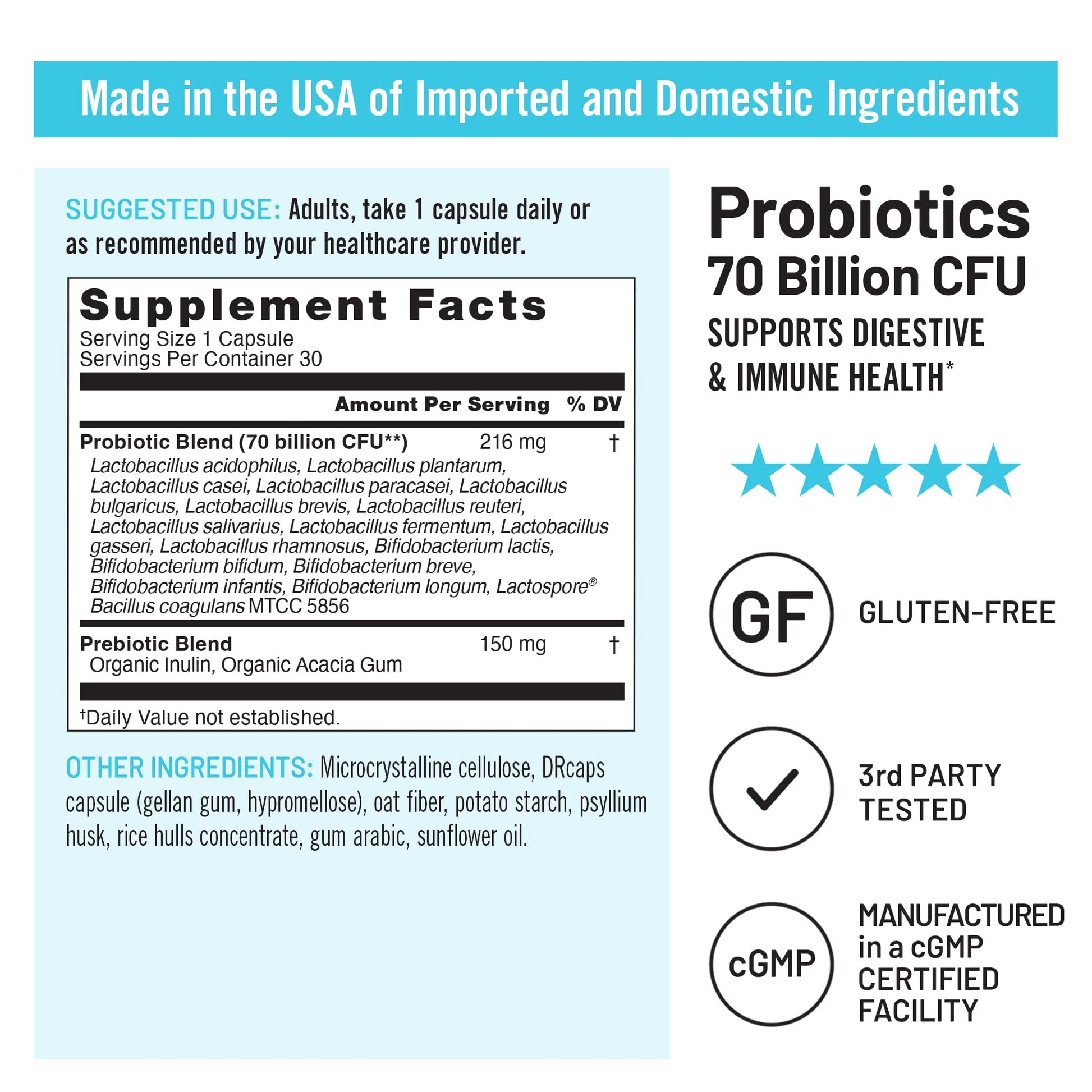 NatureWise Probiotics 70 Billion CFU - 17 Strains + Organic Prebiotics - Immune, Digestive & Gut Health Support for Women & Men - Vegetarian, Gluten-Free, Non-GMO - 30 Capsules[1-Month Supply] NatureWiseAu supplements