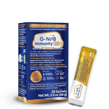 G-NiiB Immunity Elite (SIM01 Synbiotic Formula) - Potent Live probiotics and Added prebiotics to Support Immunity, Regularity, Sleep, Mood, and Skin - 5X More Effective in Reaching the Gut Alive G-NiiBAu supplements