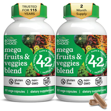 Botanic Choice Since 1910 - Mega Fruits & Veggies Blend - 42 Fruits and Vegetables - 2 Caps Daily - 60 Count Supplement - 2 Pack Botanic ChoiceAu supplements
