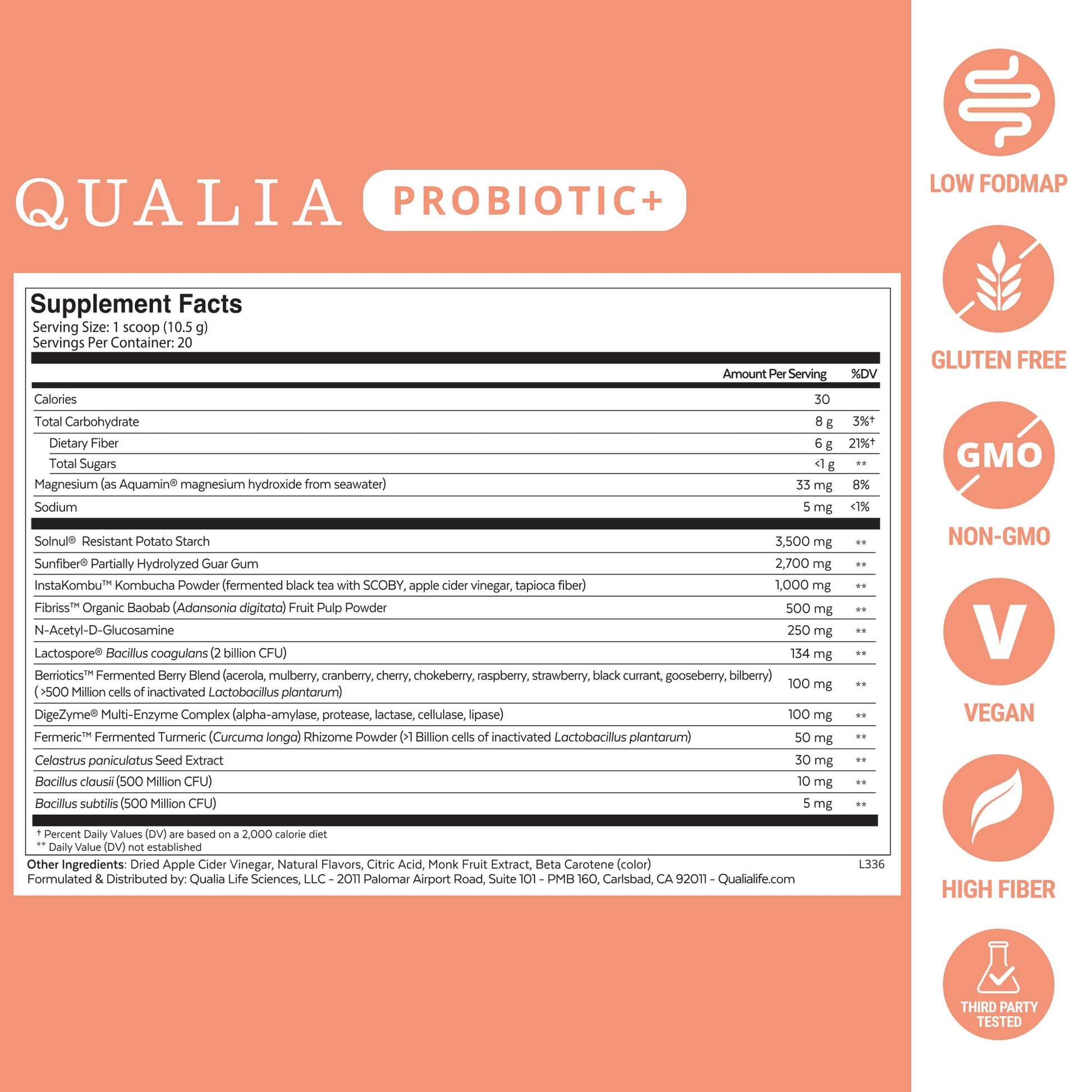 Qualia Probiotic - 28 Science-Backed Spore Probiotics, Prebiotics, and Postbiotics. Total Gut Support. Soothes Digestive discomfort. Ethically sourced. Promotes Akkermansia Growth. 1 Month Supply QUALIA LIFE SCIENCESAu supplements