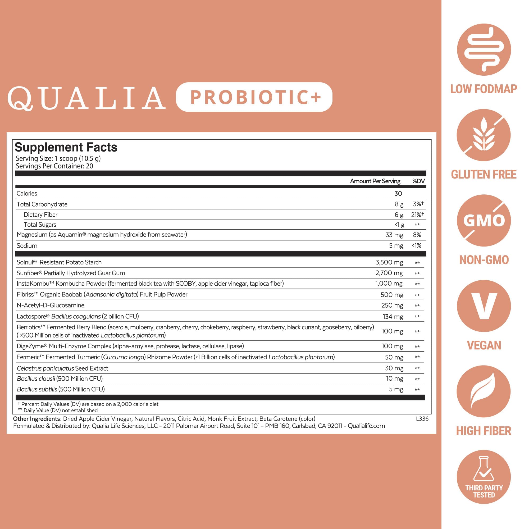 Qualia Probiotic - 28 Science-Backed Spore Probiotics, Prebiotics, and Postbiotics. Total Gut Support. Soothes Digestive discomfort. Ethically sourced. Promotes Akkermansia Growth. 1 Month Supply QUALIA LIFE SCIENCESAu supplements