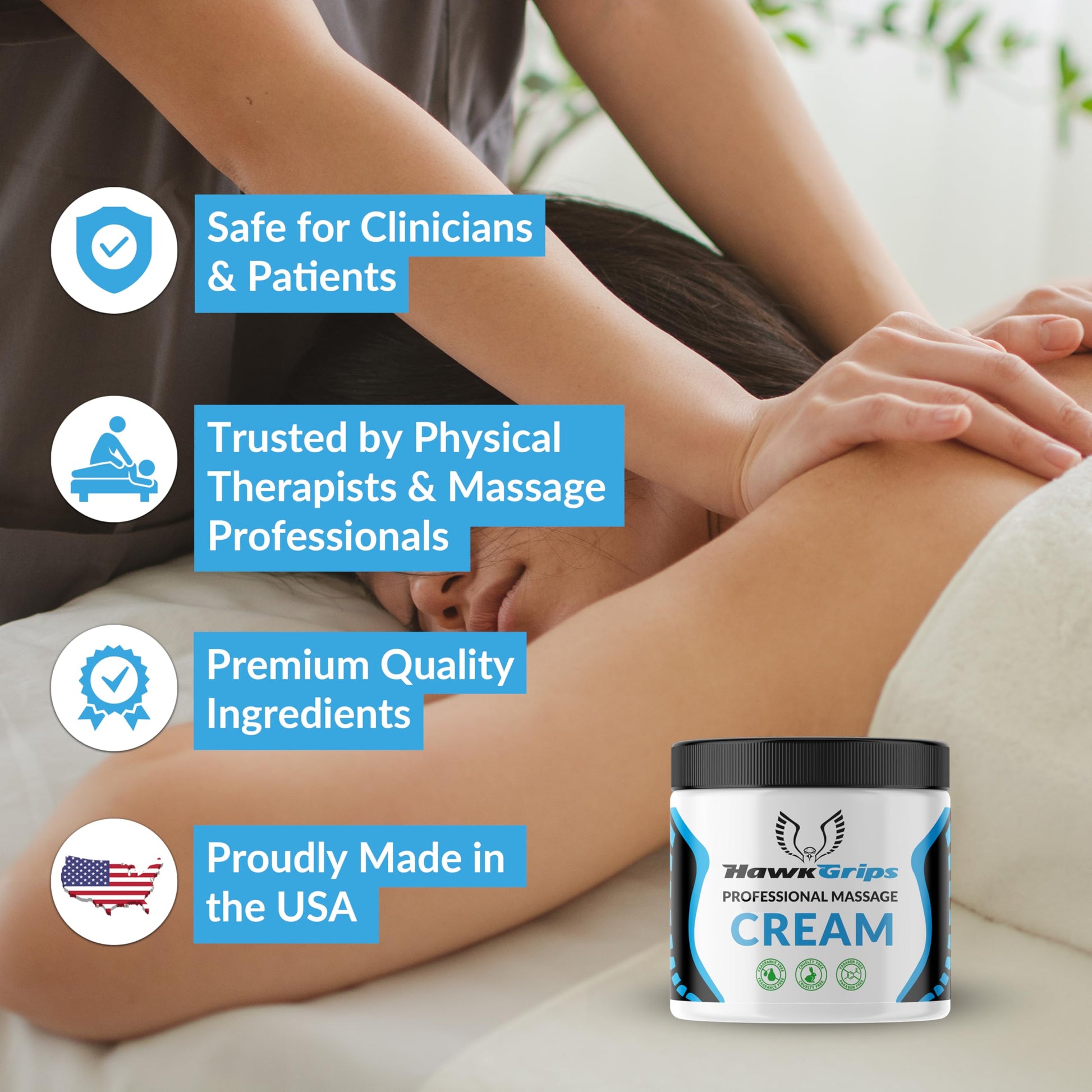 HawkGrips 8oz Massage Emollient and 8oz Massage Cream Bundle, Unscented, IASTM Massage, Cupping Therapy, Whole Body Muscle Cream, Deep Tissue Professional Massage Therapy HawkGripsAu supplements