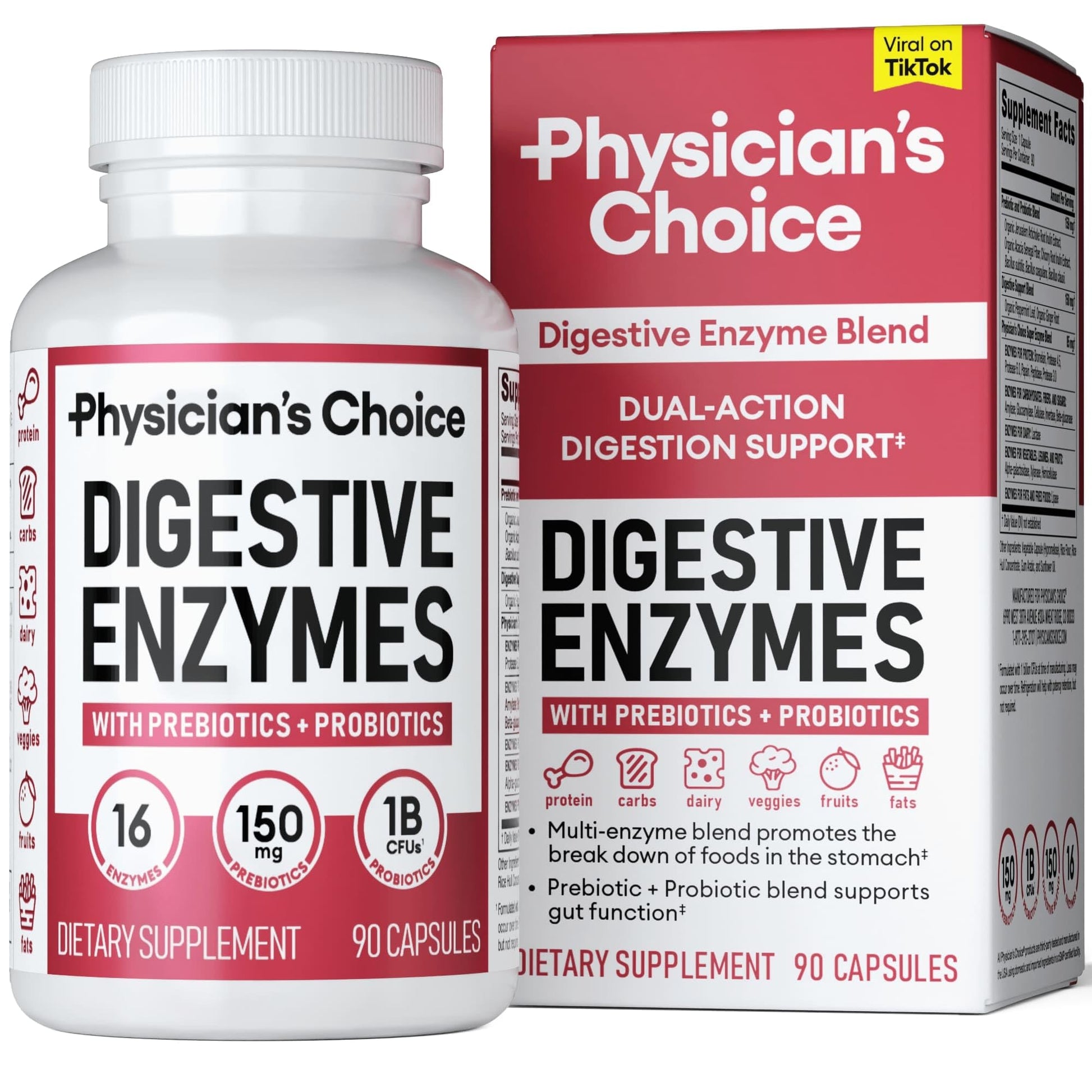 Physician's CHOICE Digestive Enzymes - Multi Enzymes, Organic Prebiotics & Probiotics Physician's CHOICEUS supplements