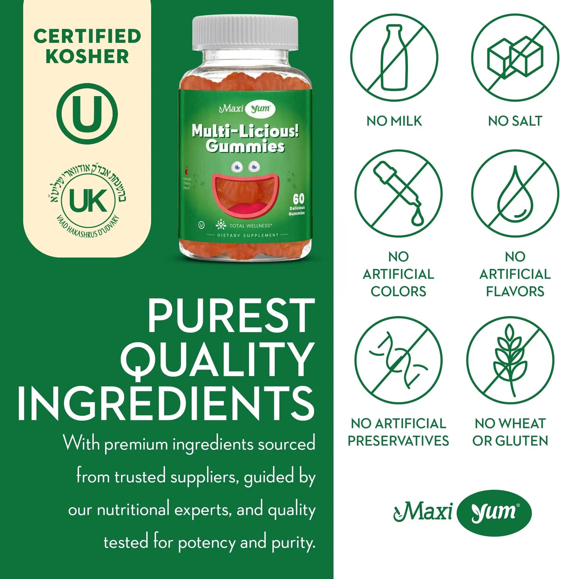 Maxi Health Multivitamin Gummies Vitamins for Adults & Kids - Cherry Flavored Gummy Multivitamins - 60 Vitamin Gummies for Women and Men Maxi HealthAu supplements