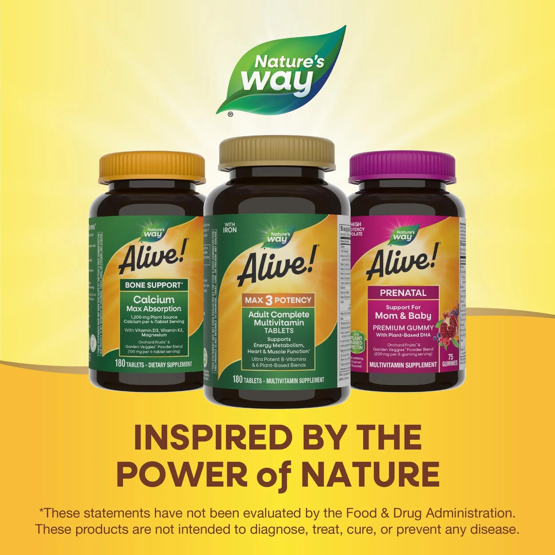 Nature's Way Alive! Max3 Potency Daily Multivitamin, Methylated B12 and Folate, Ultra Potency B-vitamins to Support Energy Metabolism*, 180 Tablets Nature's WayAu supplements