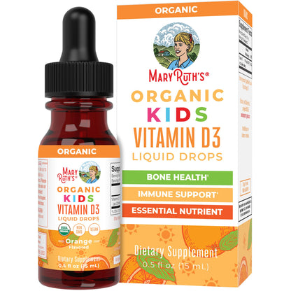 MaryRuth Organics USDA Organic Vitamin D3 Liquid Drops for Kids | 640 IU Vitamin D3 Per Serving | Kids Immune Support & Bone Health Supplement | Formulated for Ages 4-13 | 0.5oz | 30 Servings MARYRUTH'SUS supplements