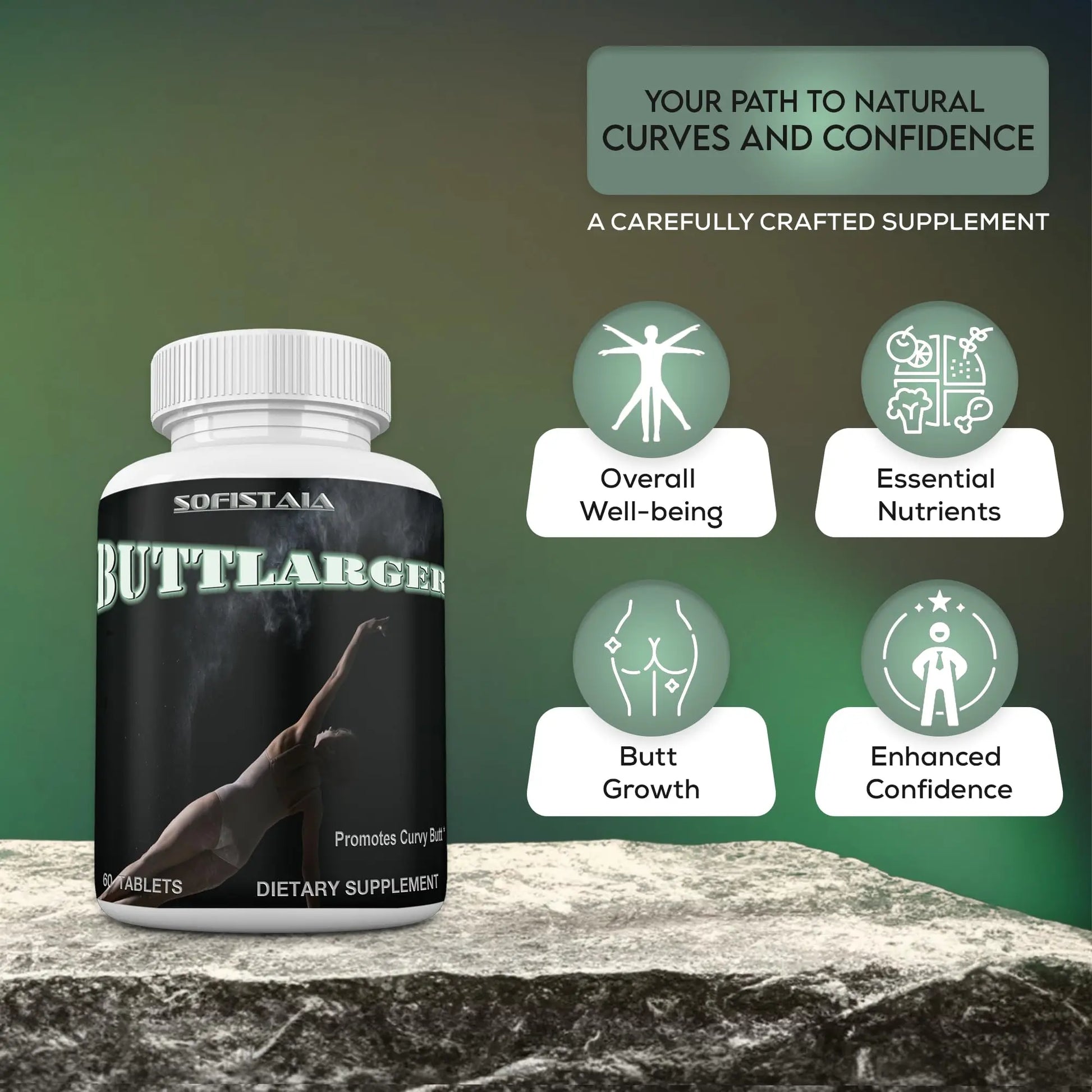 BEAUTIFYEM Sofistaia BUTTLARGER Natural Enhancement Supplement, 60 Tablets, Essential Nutrients for Curves and Confidence BEAUTIFYEMnz supplements