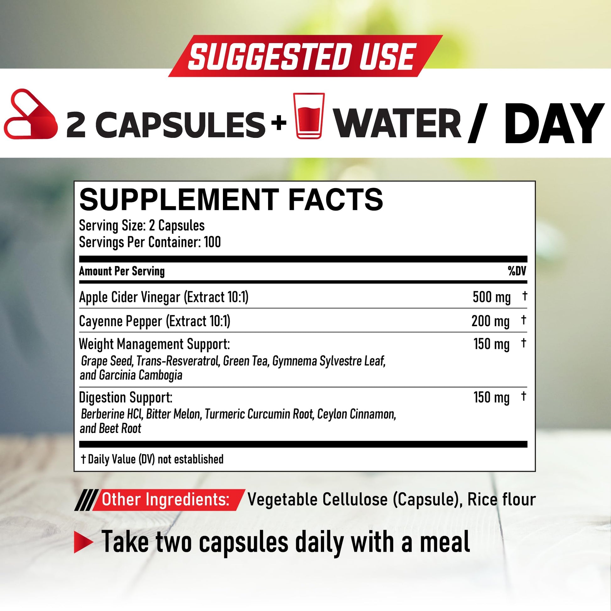 12in1 Apple Cider Vinegar Supplements - 200 Capsules with Cayenne Pepper, Grape Seed DEDICADAu supplements