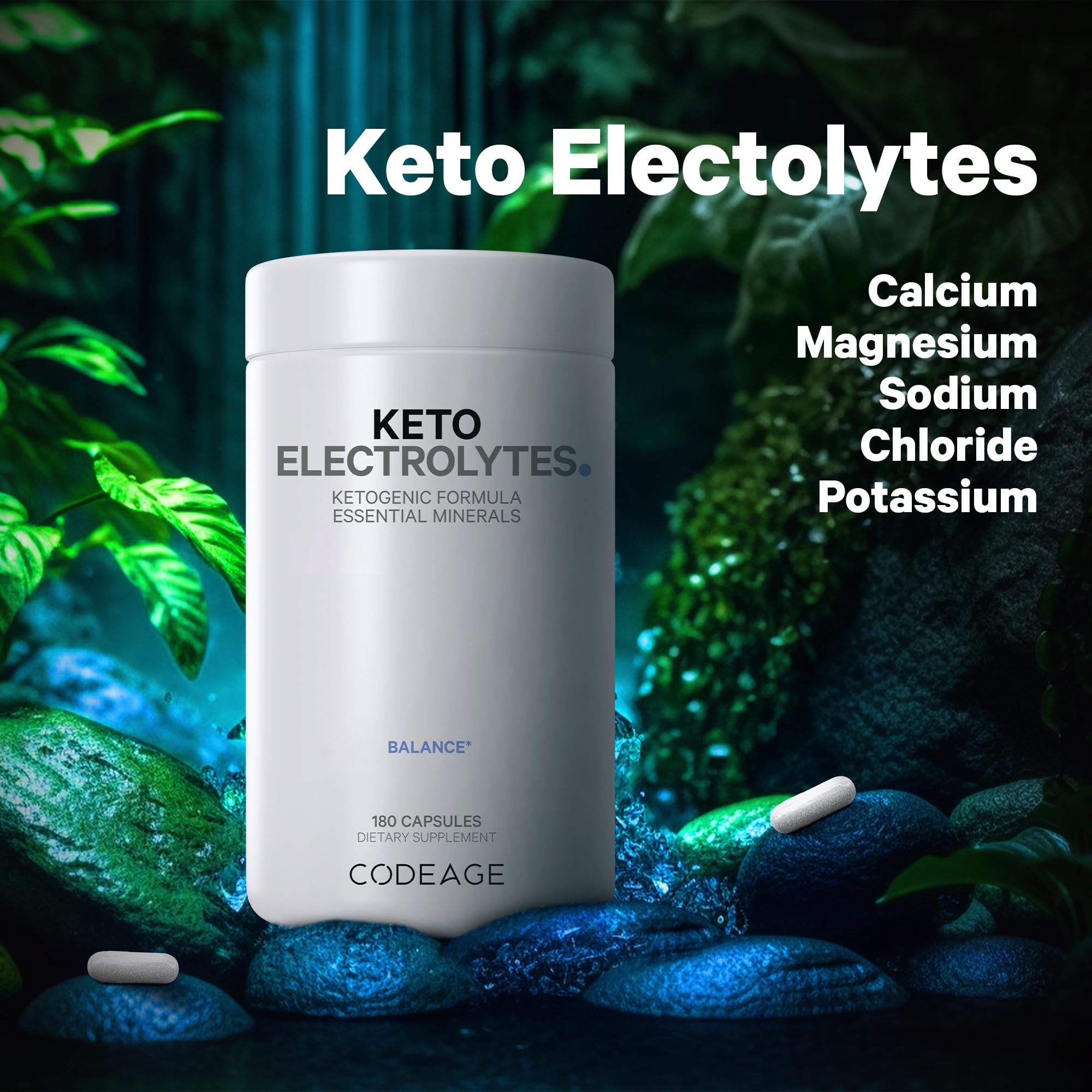 Keto Electrolytes Supplement – Vegan Electrolyte Tablets w Magnesium, Potassium CodeageUS supplements