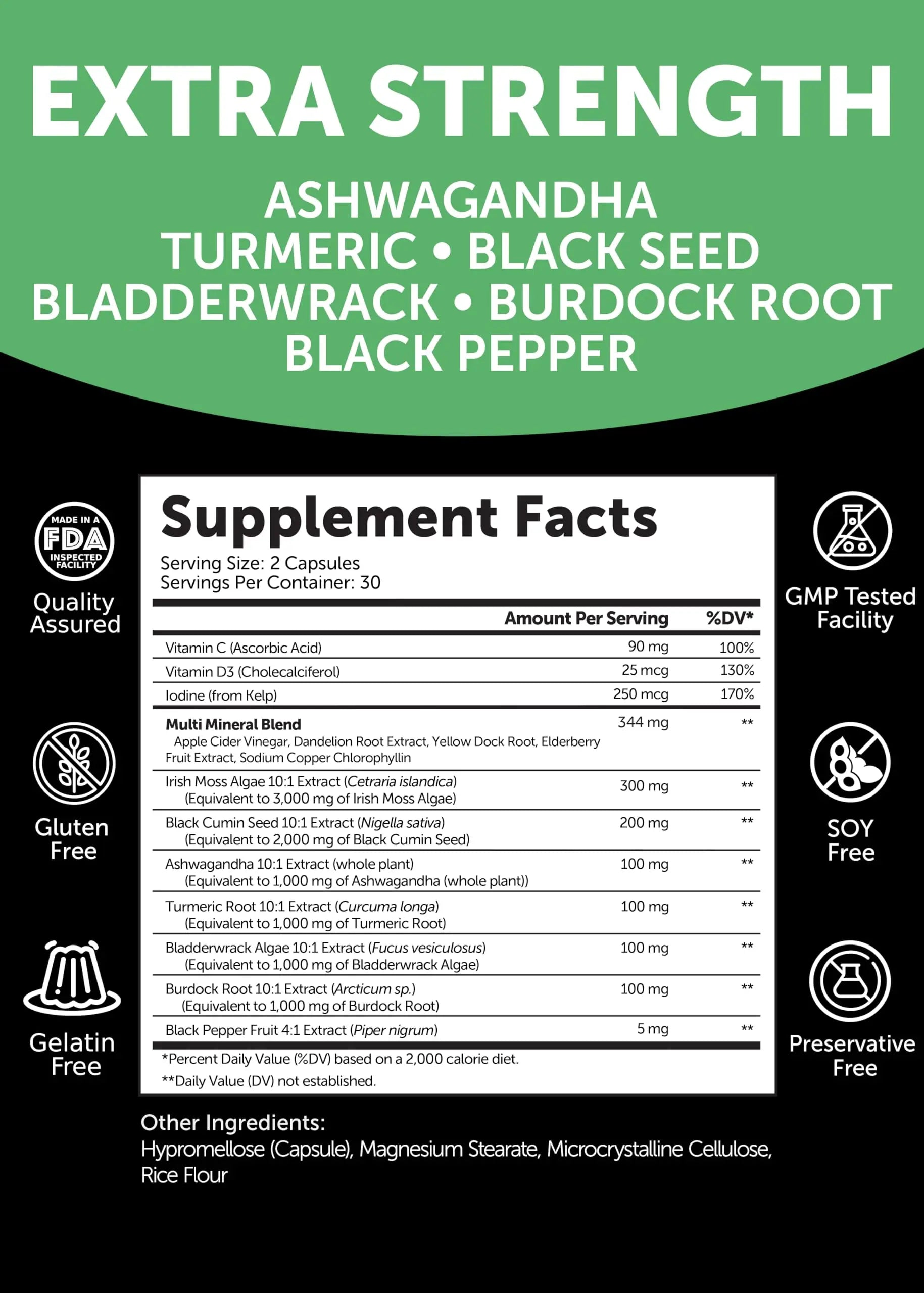 Lunakai USA Made Superfood Fruits & Veggies Supplement & Irish Sea Moss Bundle with 4 Blends, Black Seed Oil & Ashwagandha for Immune & Wellness Support Lunakainz supplements