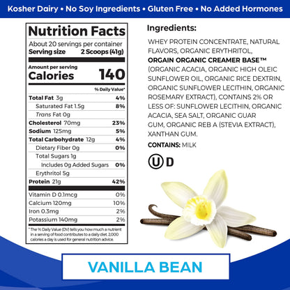 Orgain Whey Protein Powder, Vanilla Bean - 21g Grass Fed Dairy Protein, Gluten Free OrgainUS supplements