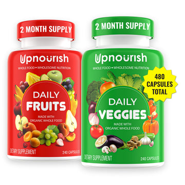 UpNourish Organic Fruits and Veggies Supplement - Support Diet Balance, Body Cleanse & Energy - 480 Fruits and Super Greens Capsules from Nature - Fruit and Vegetable Supplements for Adults & Kids UpNourishAu supplements