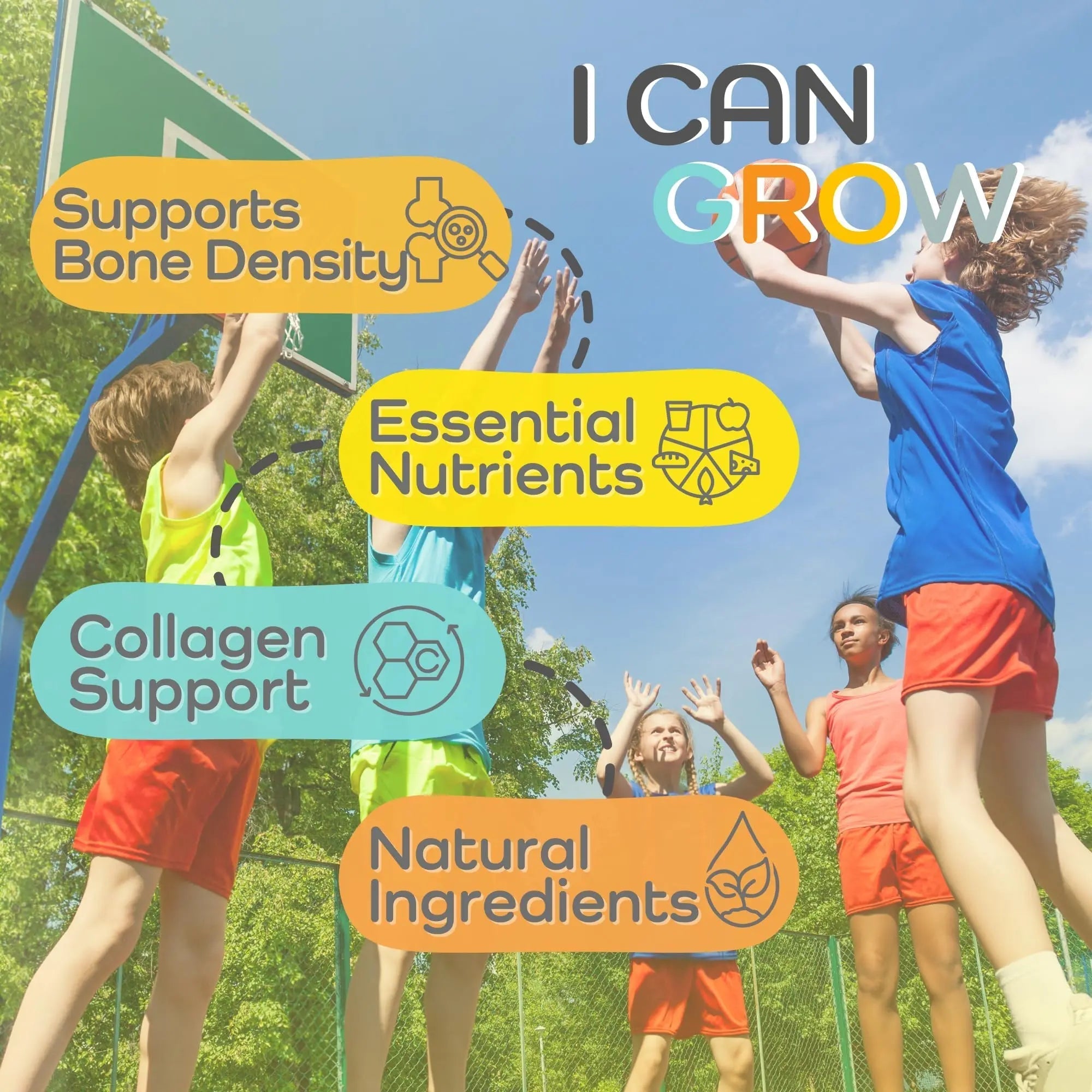 Fawelo I Can Grow Day-Time for Kids 10+ & Teens | Growth & Development Support with L-Arginine, Colostrum, Calcium, D3, Magnesium, Zinc | FaweloAu supplements