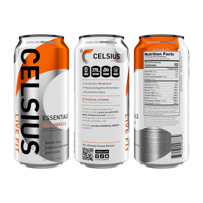CELSIUS ESSENTIALS, Sparkling Orangesicle, Performance Energy Drink 16 Fl Oz (Pack of 12) CELSIUSUS supplements