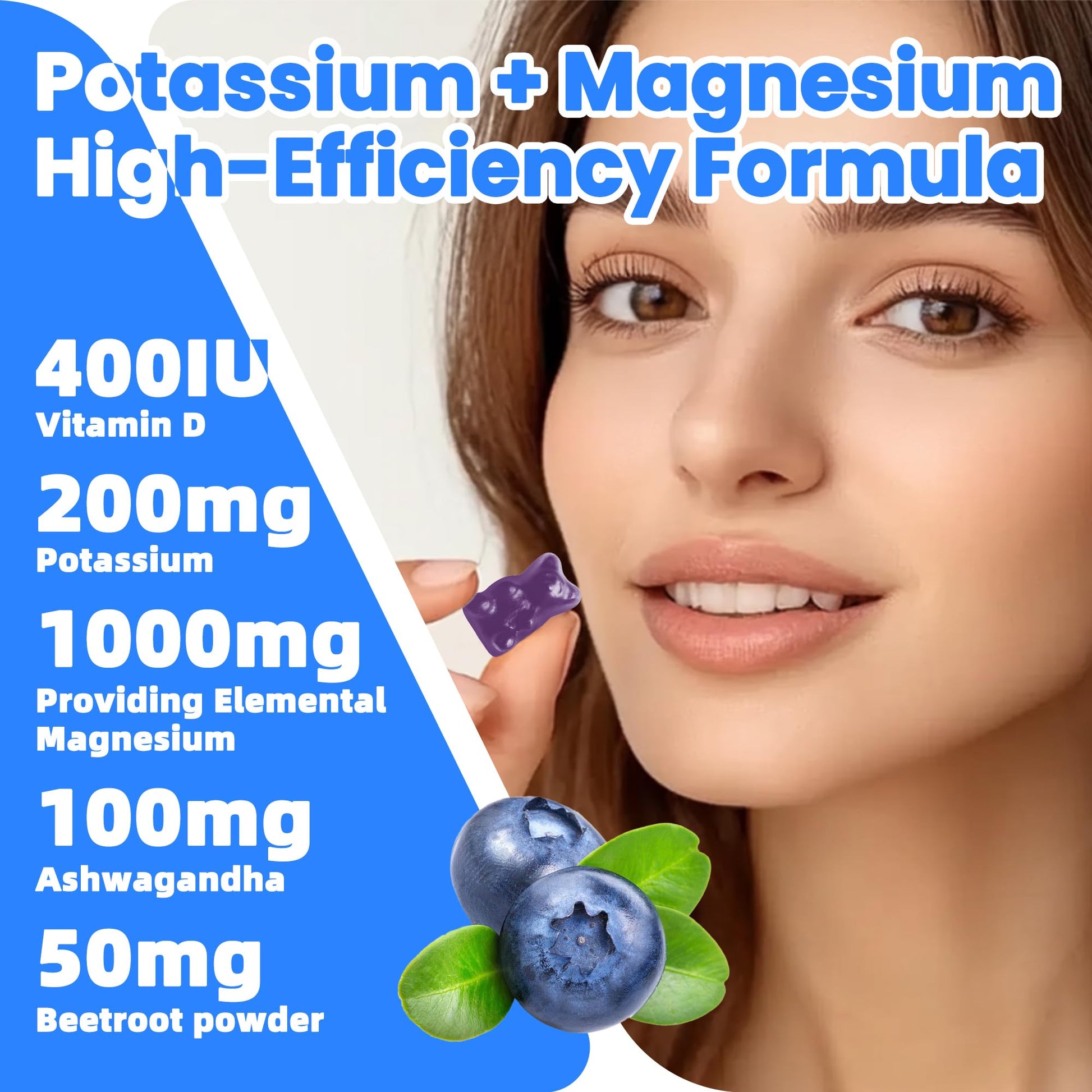 Potassium Magnesium Gummies,Potassium Supplement w/Ashwagandha,High Absorption Magnesium Glycinate,B6,D3,Potassium Citrate for Leg Cramps,Muscle,Electroyte for Adults Kids,Sugar-Free, 60 Gummies NUTRAGOGOAu supplements
