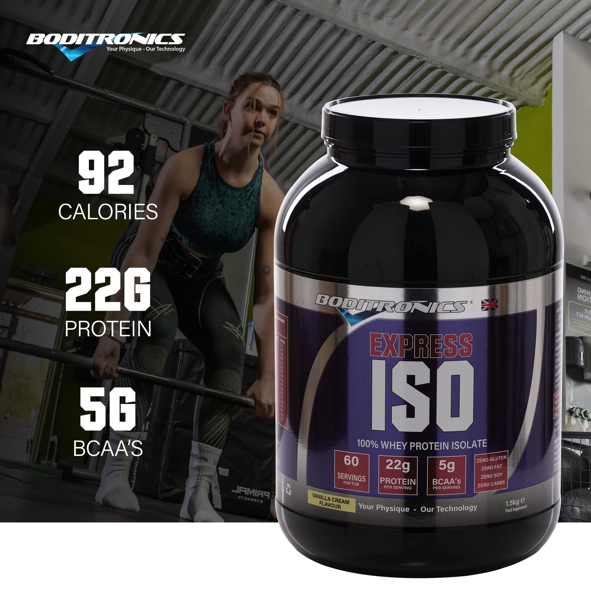 Boditronics 1.5 kg Iso Express Whey 100% Whey Isolate Protein Powder with Occurring Amino Acid BoditronicsAu supplements