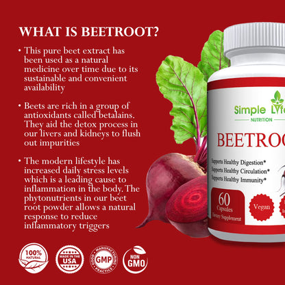 Simple Life Nutrition Organic Beet Root Powder Capsules - Nitric Oxide Booster for Men Simple Life NutritionUS supplements