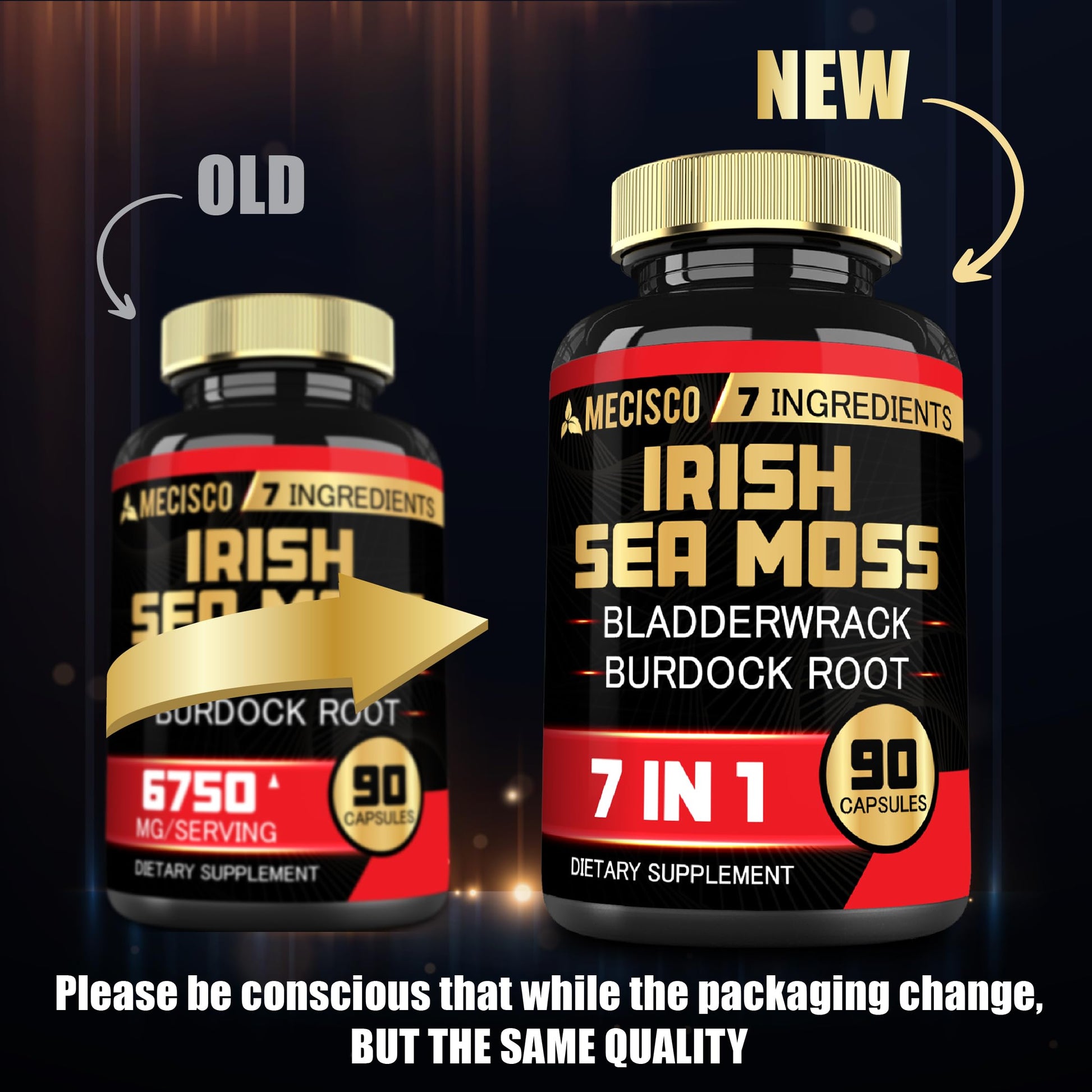 7in1 Irish Sea Moss Capsules 6750 Mg with Organic Bladderwrack & Burdock Root, Turmeric, Apple Cider Vinegar - Raw Seamos Pills for Hair, Skin, Thyroid Healths - 90 Caps for 3-Month Supply MeciscoAu supplements