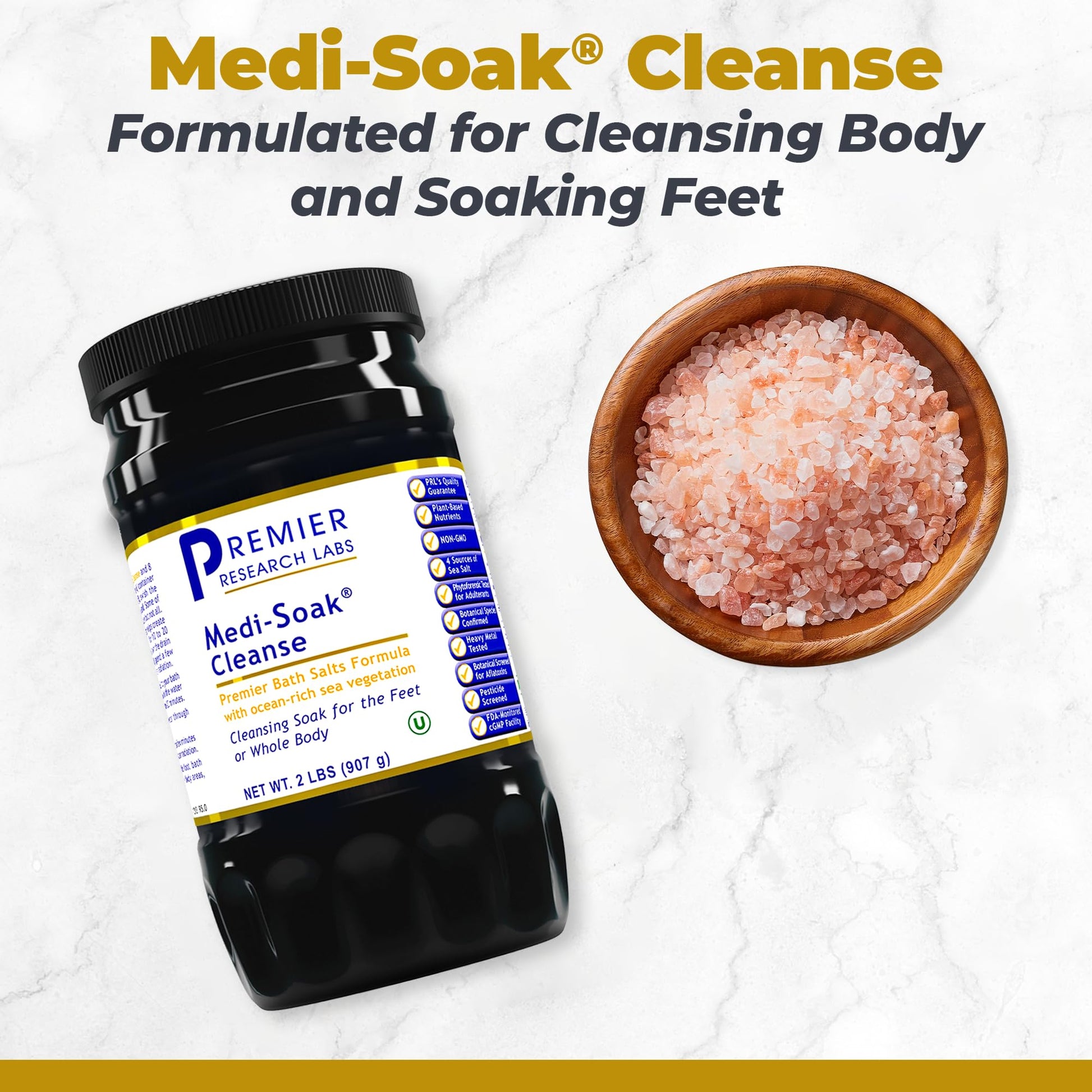 Premier Research Labs Medi-Soak - Bath Salts for Foot and Body Soak, Sea Salt Bath for Women and Men, Relaxing Mineral Bath Soak, Gentle Exfoliant, Organic, Vegan, No Added Fillers - 2 Lb Premier Research LabsAu supplements