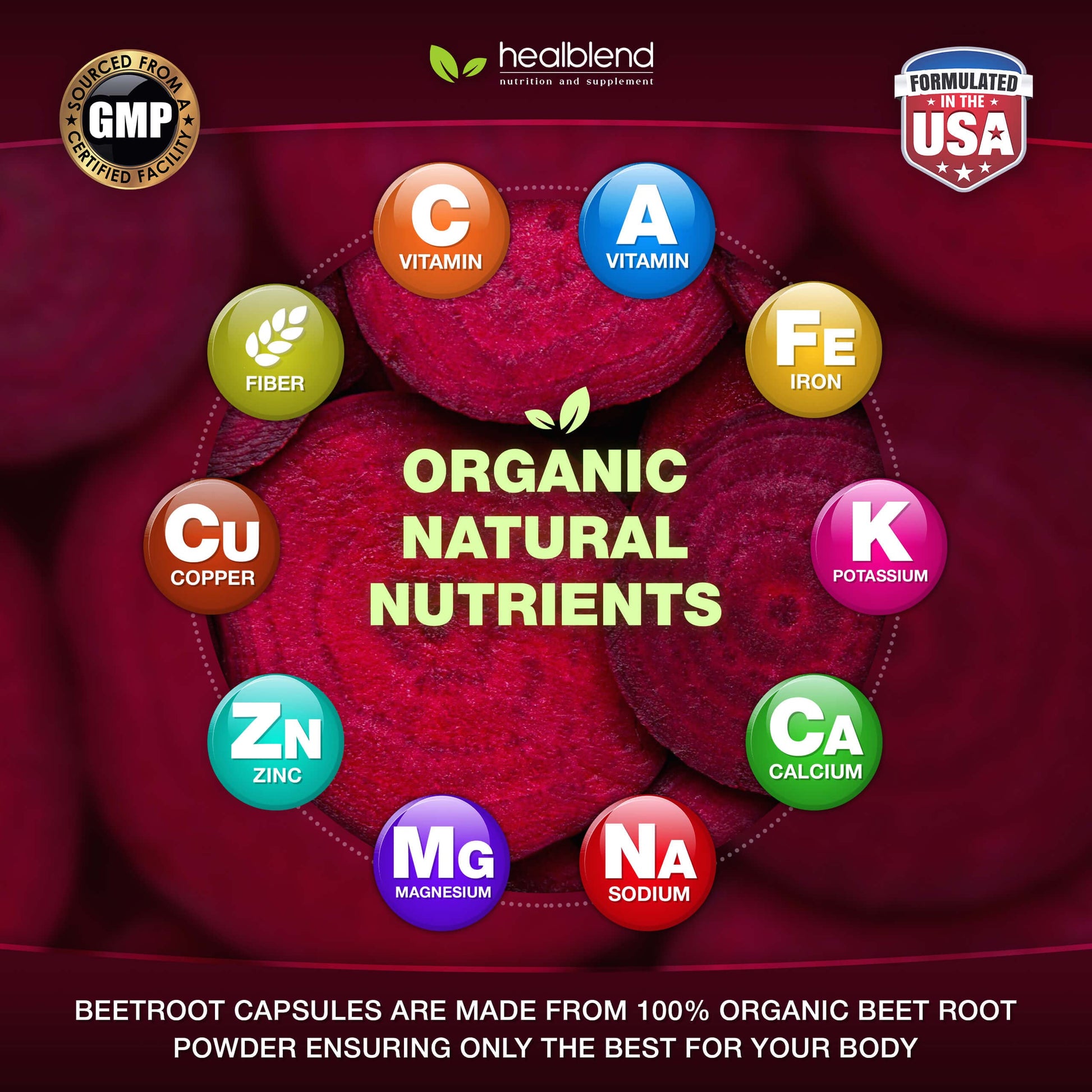 healblend Organic Nitric Oxide Beet Root Capsules 1300mg - Support Immune System healblendAu supplements