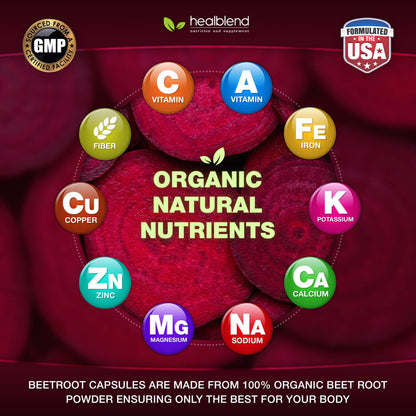 healblend Organic Nitric Oxide Beet Root Capsules 1300mg - Support Immune System healblendUS supplements