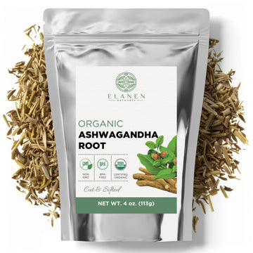 Elanen Naturals Organic Ashwagandha Root 4 oz. (113g), USDA Certified Organic Ashwagandha Root Loose Leaf Tea, Dried Withania somnifera, Cut & Sifted Elanen NaturalsAu supplements