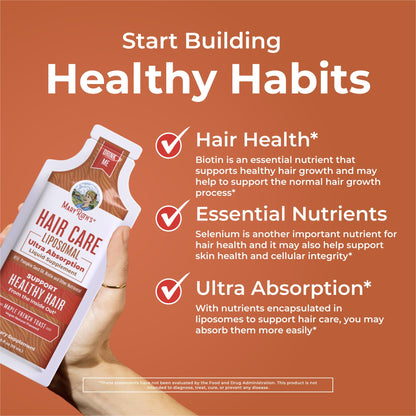 MaryRuth Organics Hair Growth Vitamins, Sugar & Gluten Free, Liquid Hair Vitamins with Vitamin D3, Vitamin E Biotin Hyaluronic Acid, Selenium for Hair & Skin Care Vegan, Non-GMO, 14-0.5 Fl Oz Pouches MARYRUTH'SUS supplements