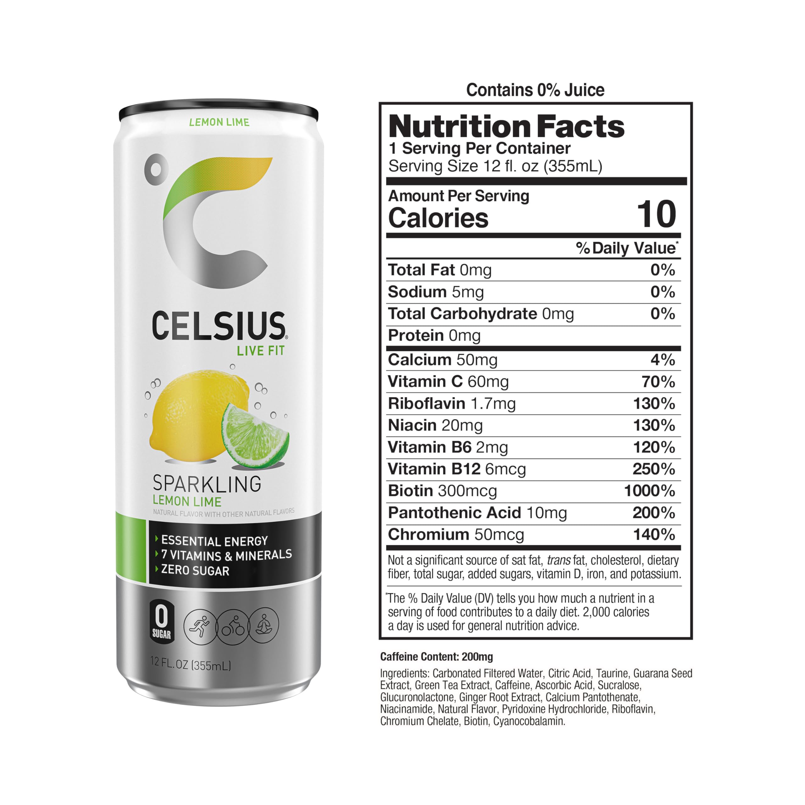 CELSIUS Sparkling Lemon Lime, Functional Essential Energy Drink, 12 Fl Oz (Pack of 12) CELSIUSUS supplements