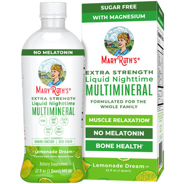 MaryRuth Organics Extra Strength Nighttime Liquid Multimineral | Sugar Free | Calm Magnesium Citrate | NO Melatonin | Calcium Magnesium Zinc | Muscle Relaxation | Lemonade Flavor | Vegan | 32 Serving MARYRUTH'SUS supplements
