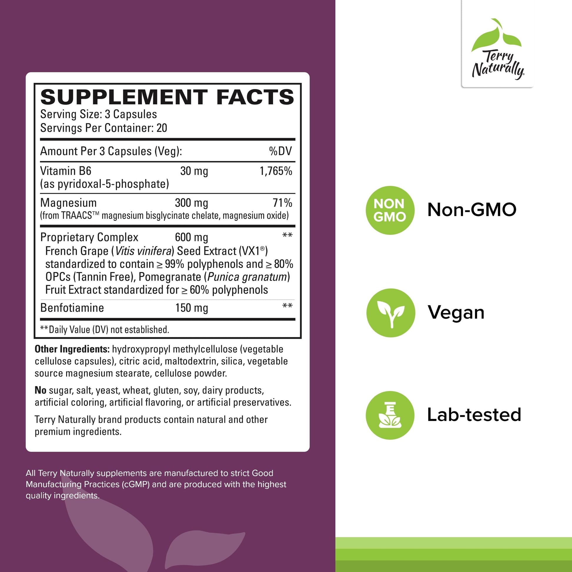 Terry Naturally Clinical OPC Heart - Heart Health Supplement with Magnesium, Vitamin B6, Grape Seed Extract - Dietary Supplement for Artery Health & Circulation - 60 Capsules Terry NaturallyAu supplements