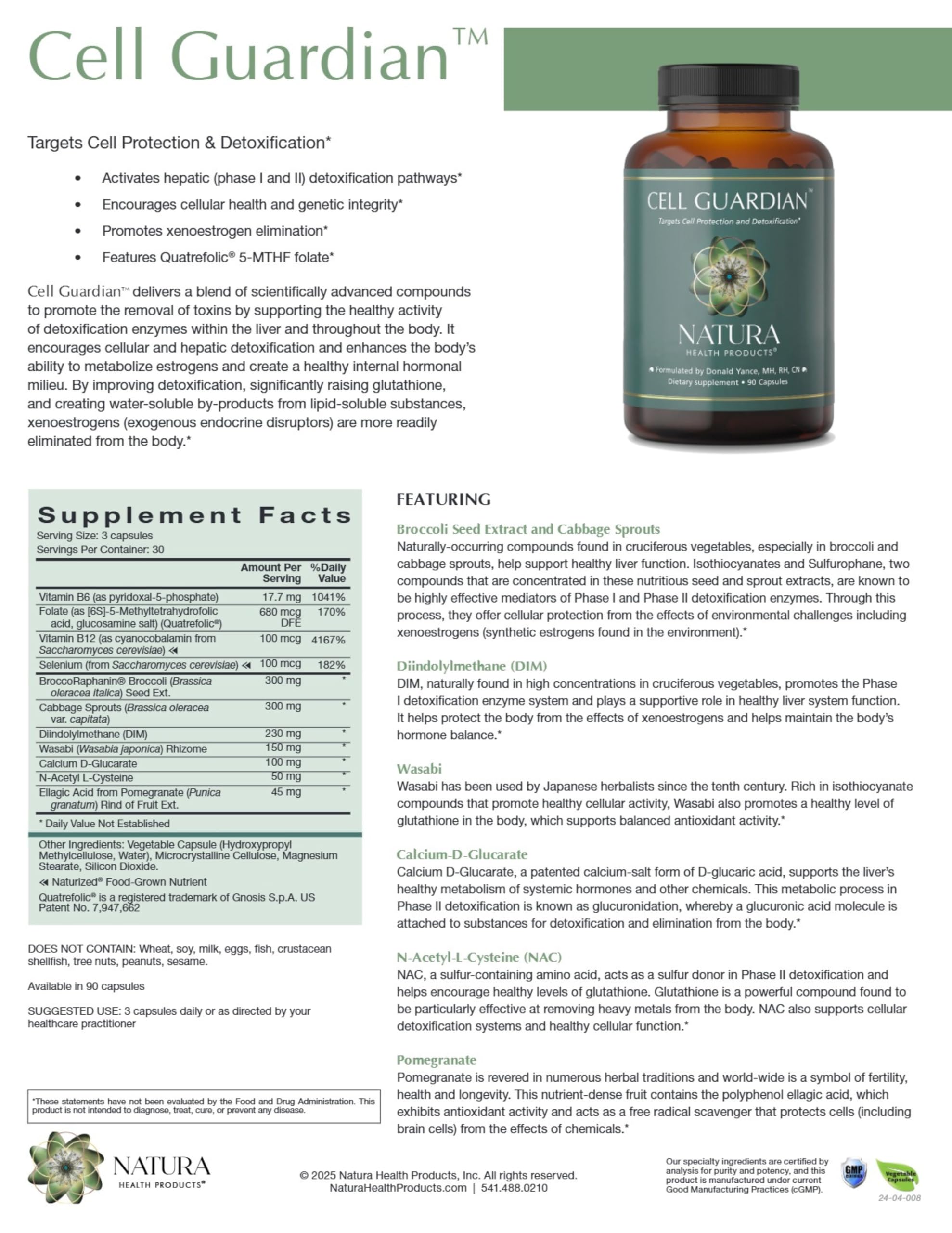Natura Health Products Cell Guardian Supplement - Targets Cell Protection & Detoxification - Featuring Broccoli Seed Extract, Cabbage Sprouts, Diindolylmethane (DIM), & Wasabi (90 Capsules) Natura Health ProductsAu supplements