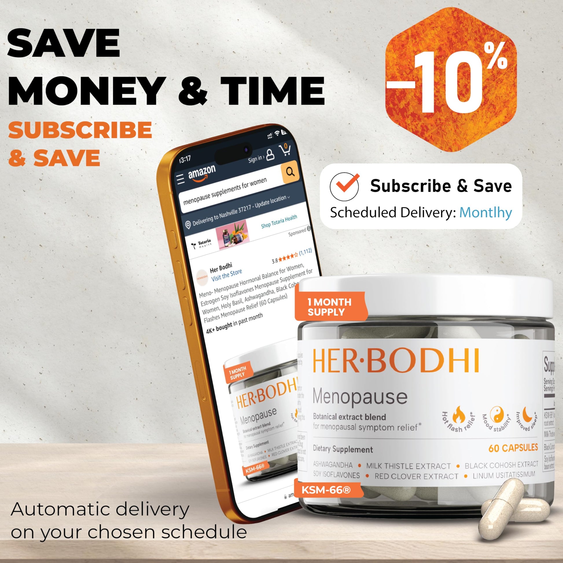Her Bodhi Meno- Menopause Hormonal Balance for Women, Estrogen Soy Isoflavones Menopause Supplement for Women | with Ashwagandha & Black Cohosh | Hot Flashes Menopause Relief (60 Capsules) Her BodhiAu supplements