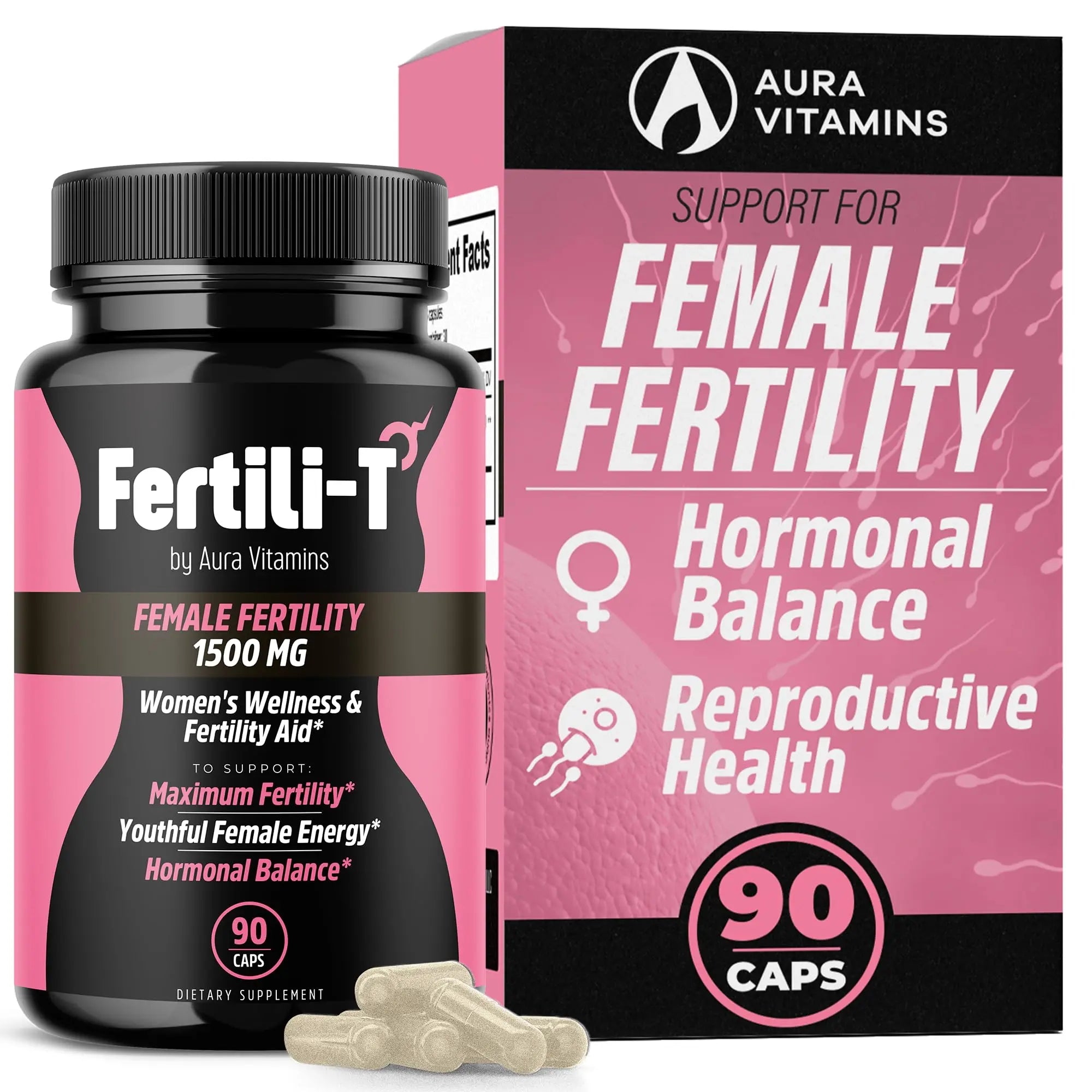 Fertili-t Female (90 Caps) Natural Fertility Support, Hormonal Balance & Prenatal Vitamins for Women, Conception Support, Natural Fertility Supplement with Aguaje & Red Maca (30-Day Supply) (1) AURA VITAMINSAu supplements
