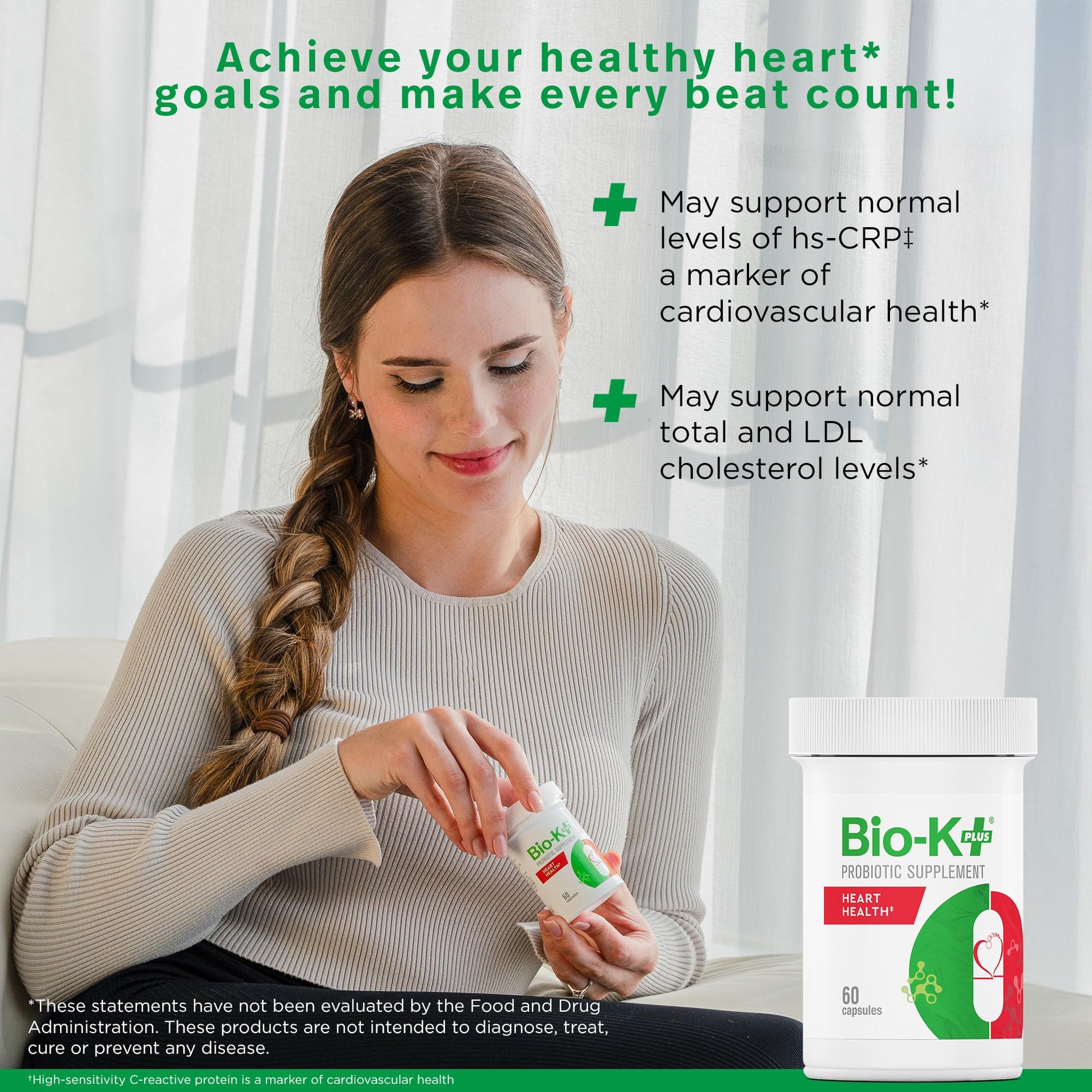 Bio-K+ Probiotics for Heart Health with Limosilactobacillus reuteri LRC – Heart Health Probiotic for Cholesterol & Cardiovascular Support, 5 Billion CFU, Vegan, Shelf-Stable – 60 Capsules Bio-K PlusAu supplements
